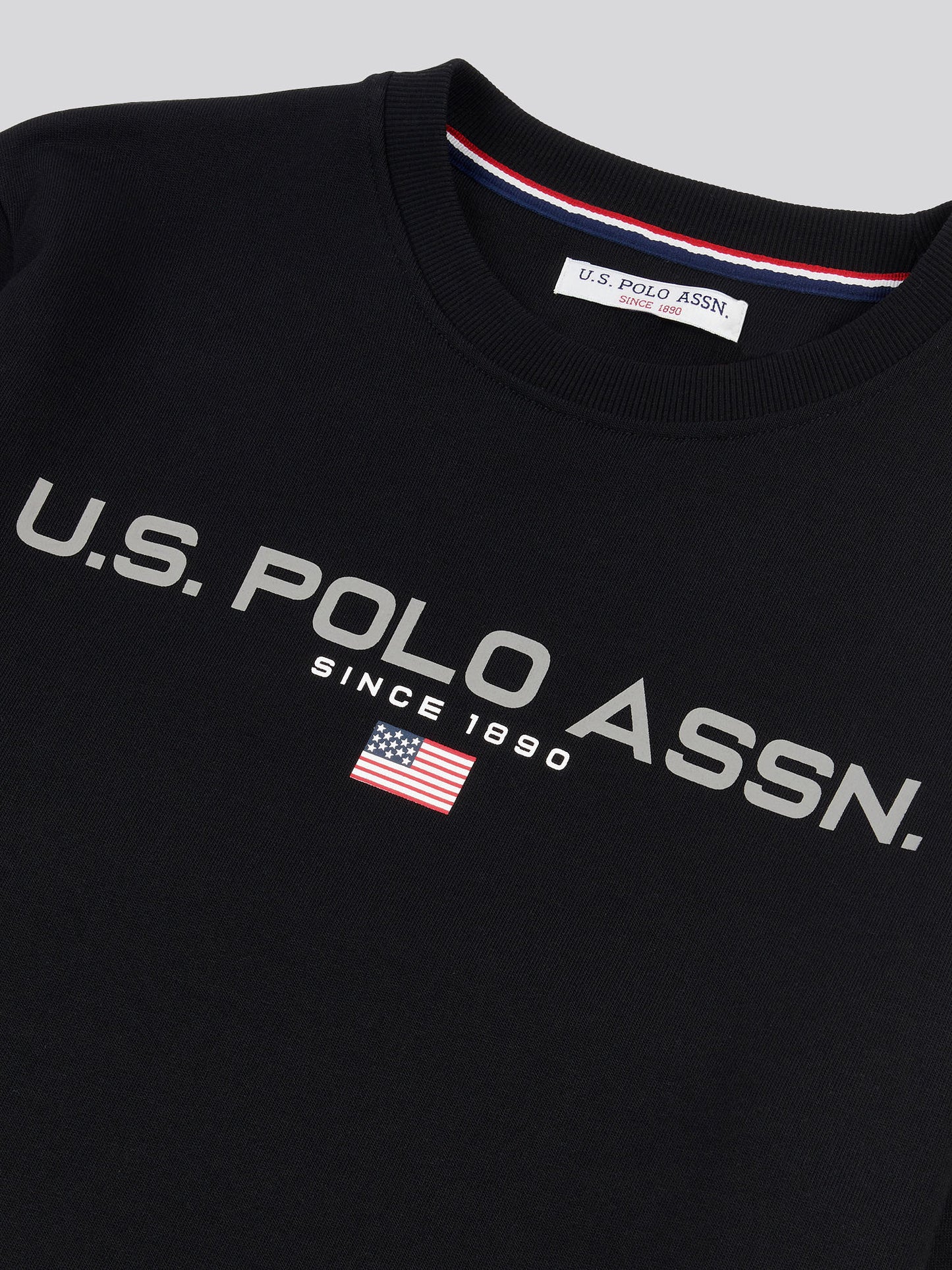 Mens Block Flag Graphic Crew Neck Sweatshirt in Black
