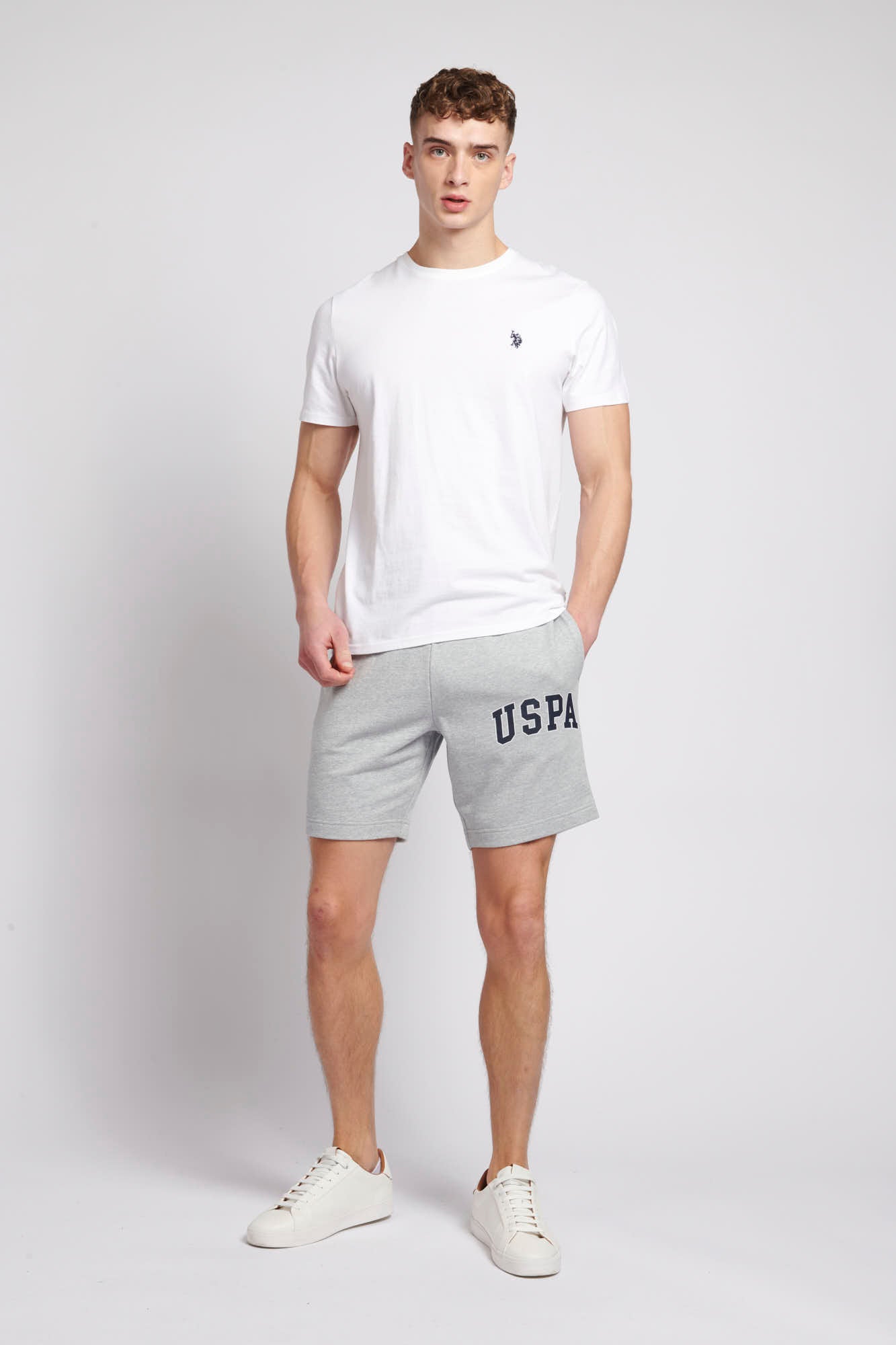 Mens USPA Arch logo Sweat Shorts in Vintage Grey Heather