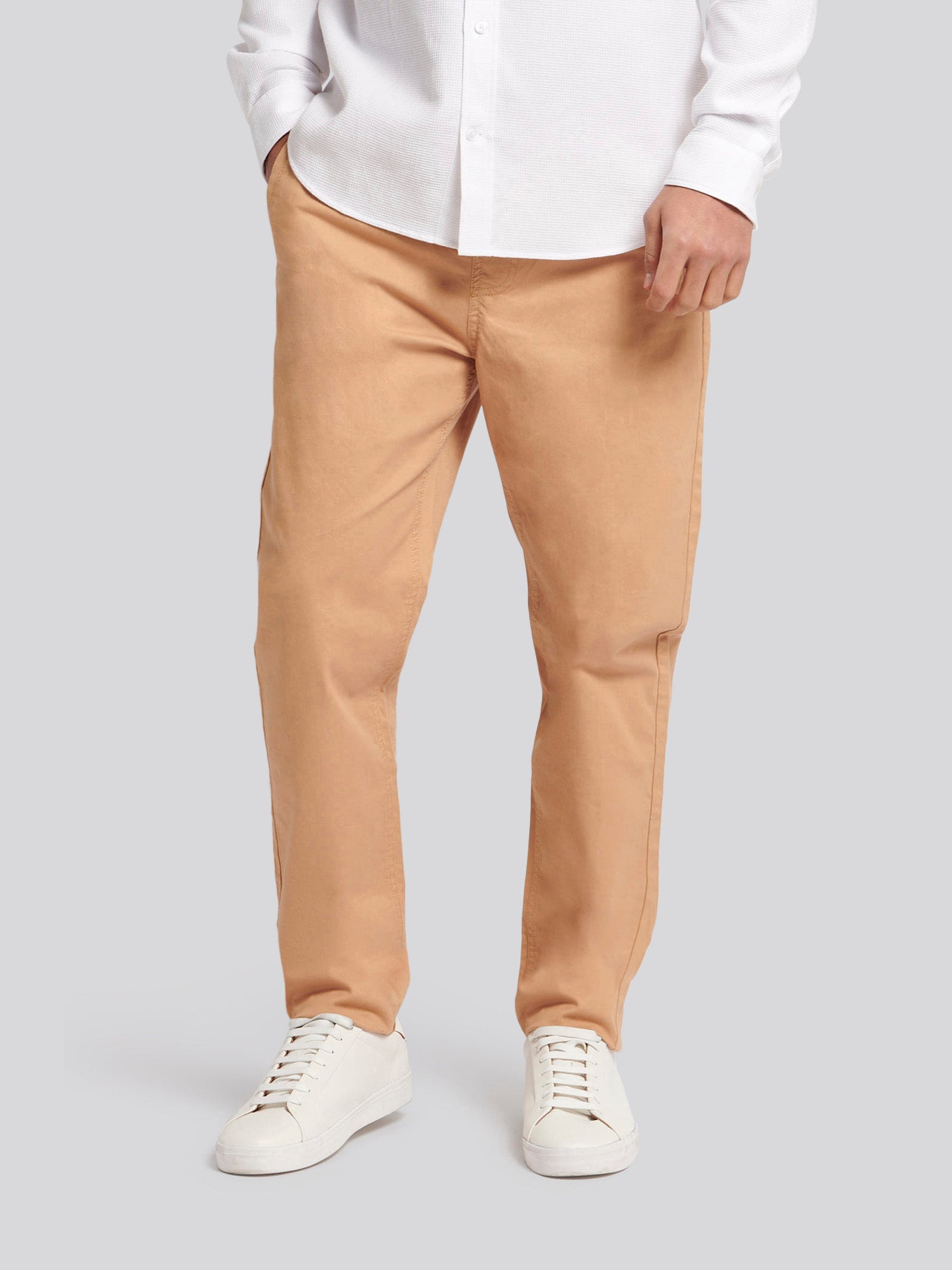 Mens Drawstring Waist Casual Trousers in Tan – Polo UK