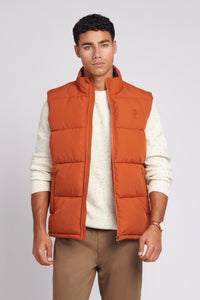 Mens Thick Quilted Gilet in Umber