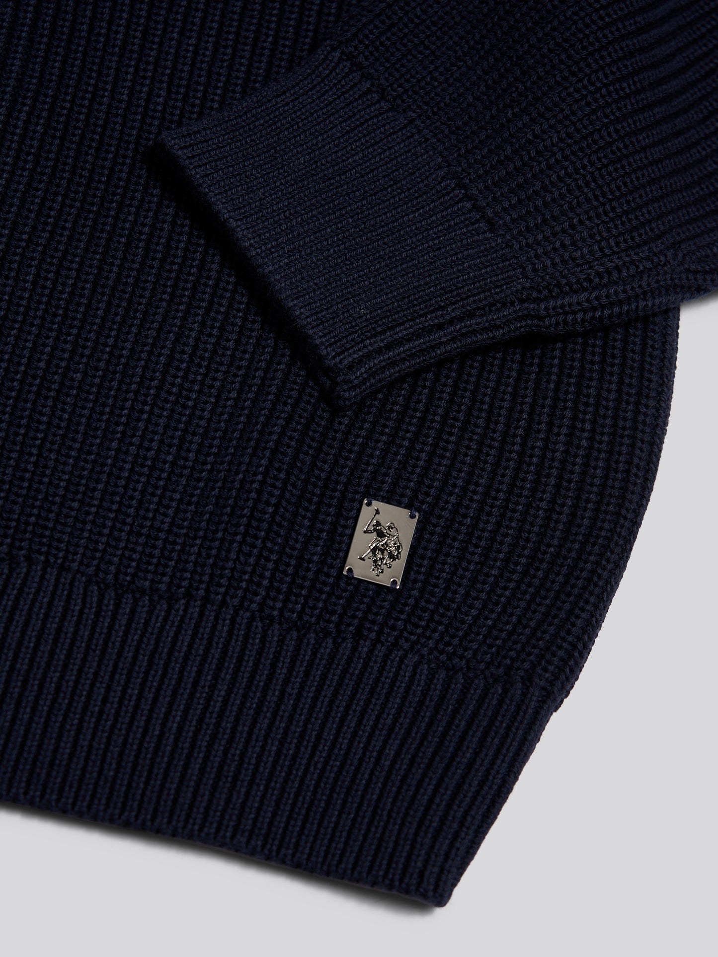 Mens Textured Raglan Crew Neck Jumper Dark Sapphire Navy