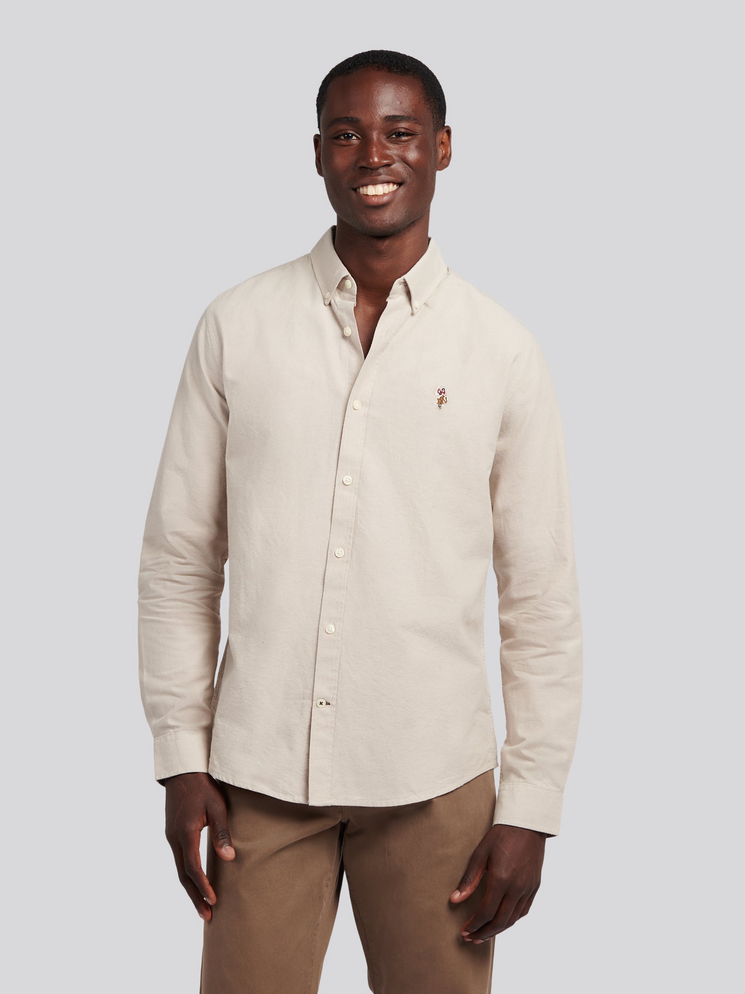 Mens Peached Oxford Shirt in Atmosphere – Polo UK