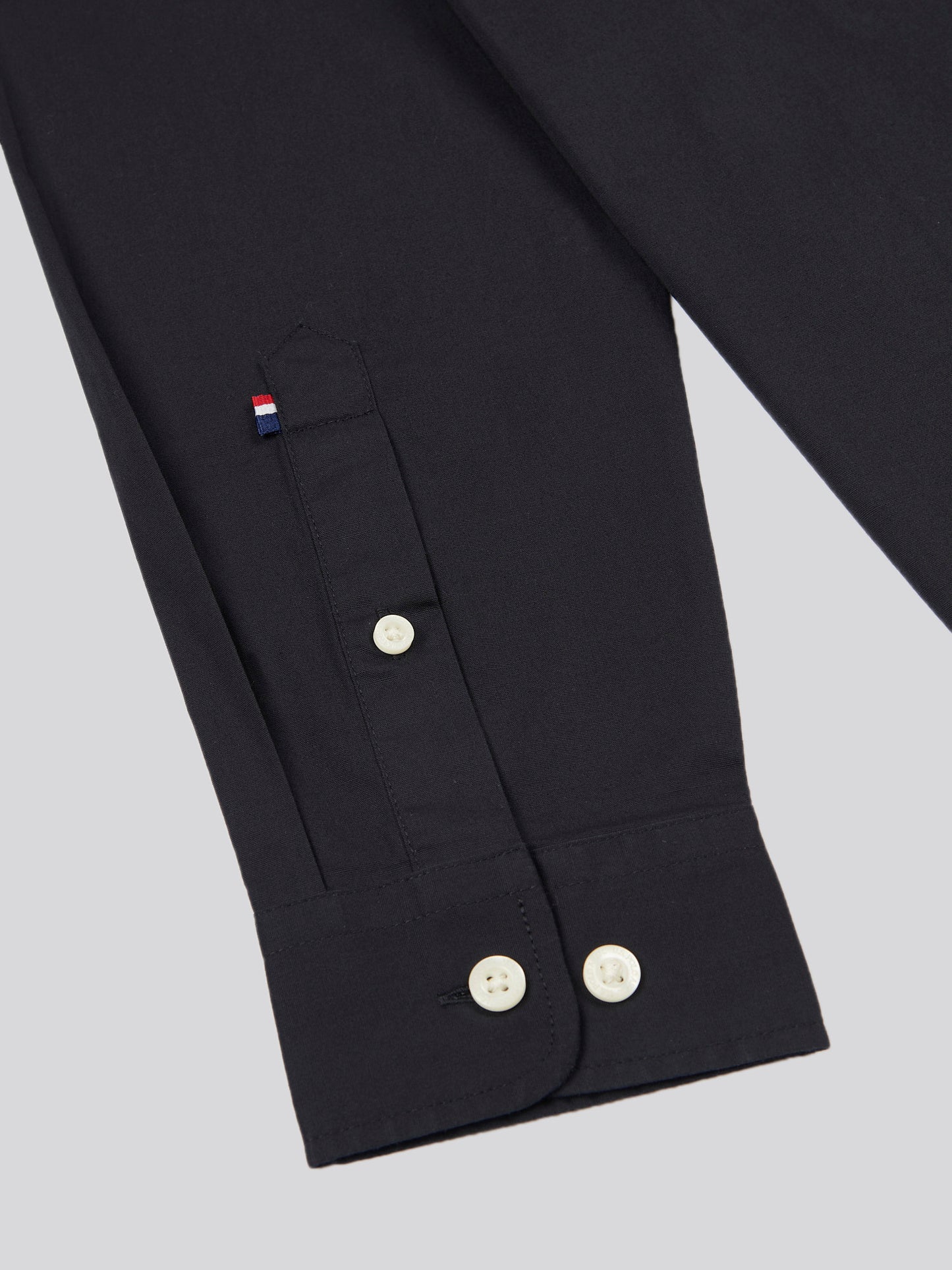 Mens Stretch Cotton Poplin Shirt in Black Bright White DHM