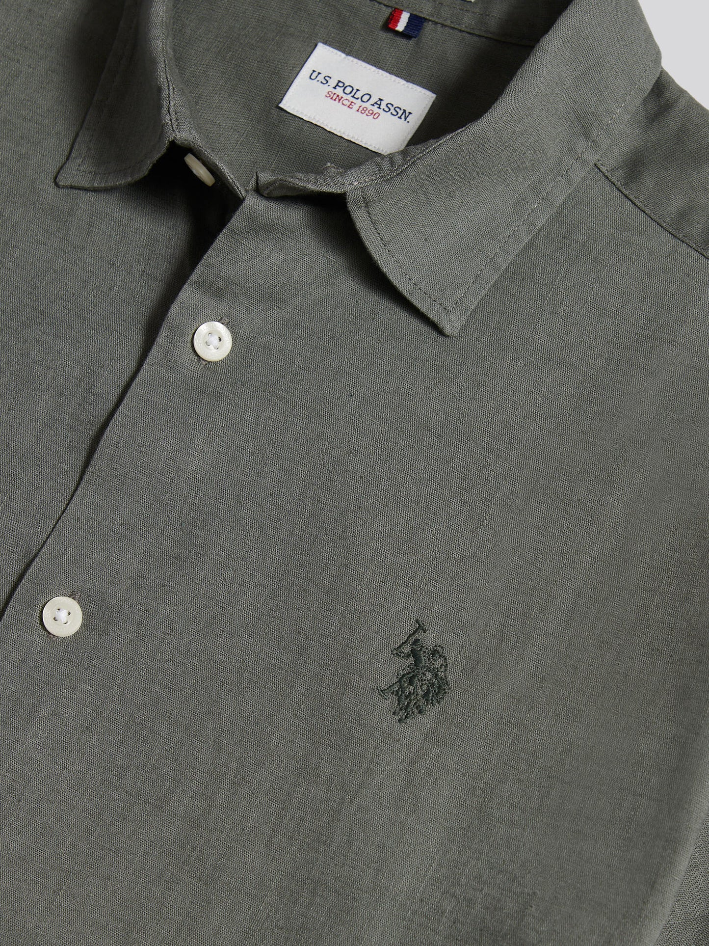Mens Linen Blend Short Sleeve Shirt Mulled Basil