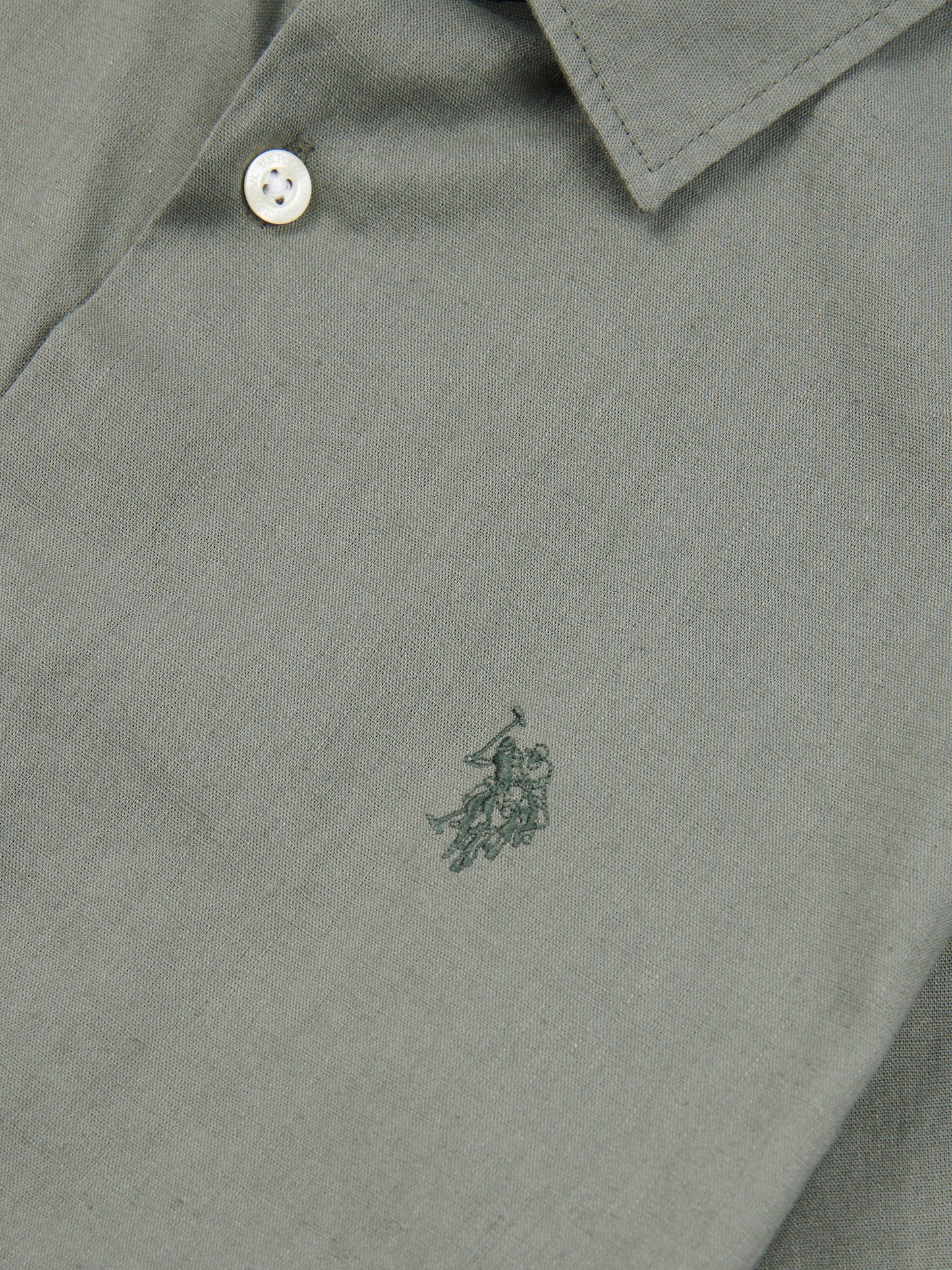 Mens Linen Blend Short Sleeve Shirt Mulled Basil