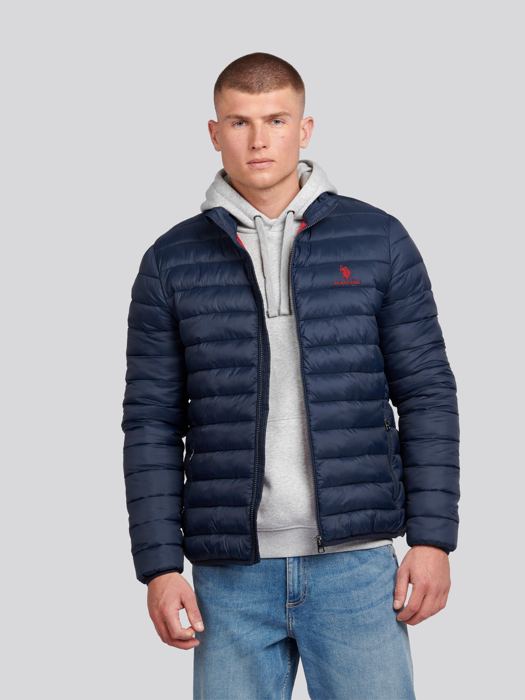 U.S. Polo Assn. Mens Lightweight Bound Quilted Jacket in Dark Navy 