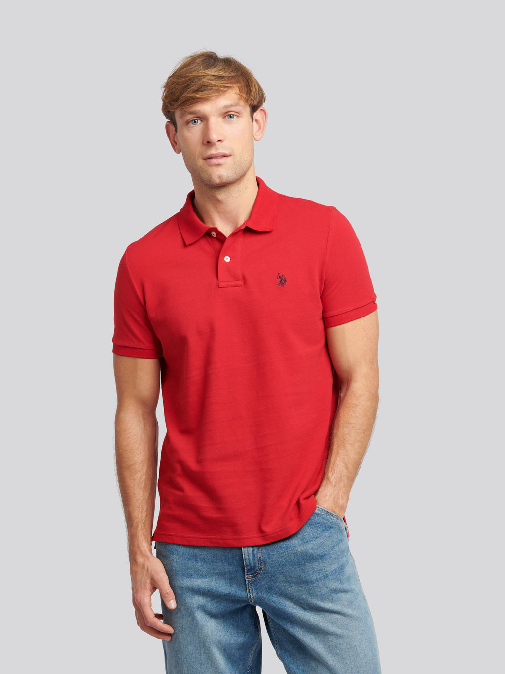 U.S. Polo Assn. Mens Pique Polo Shirt in Haute Red U.S. Polo Assn. UK