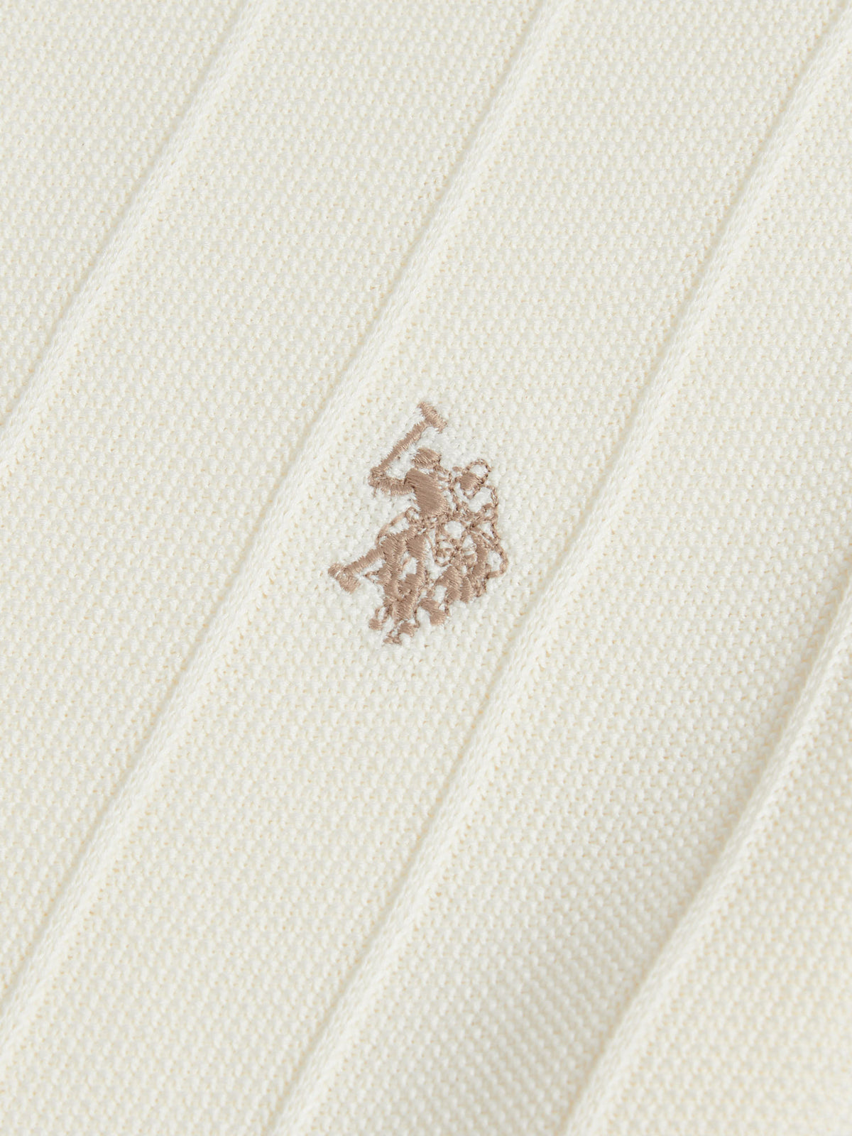 Mens Zip Knit Polo Shirt Whisper White