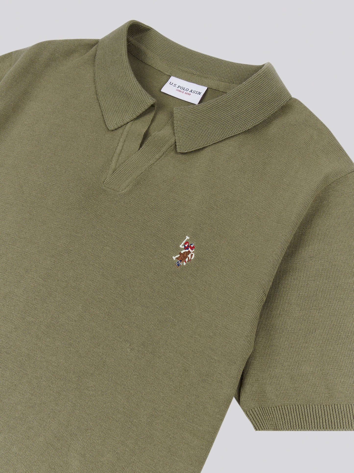 Mens Combed Cotton Revere Polo Shirt in Mulled Basil/Multi coloured DHM