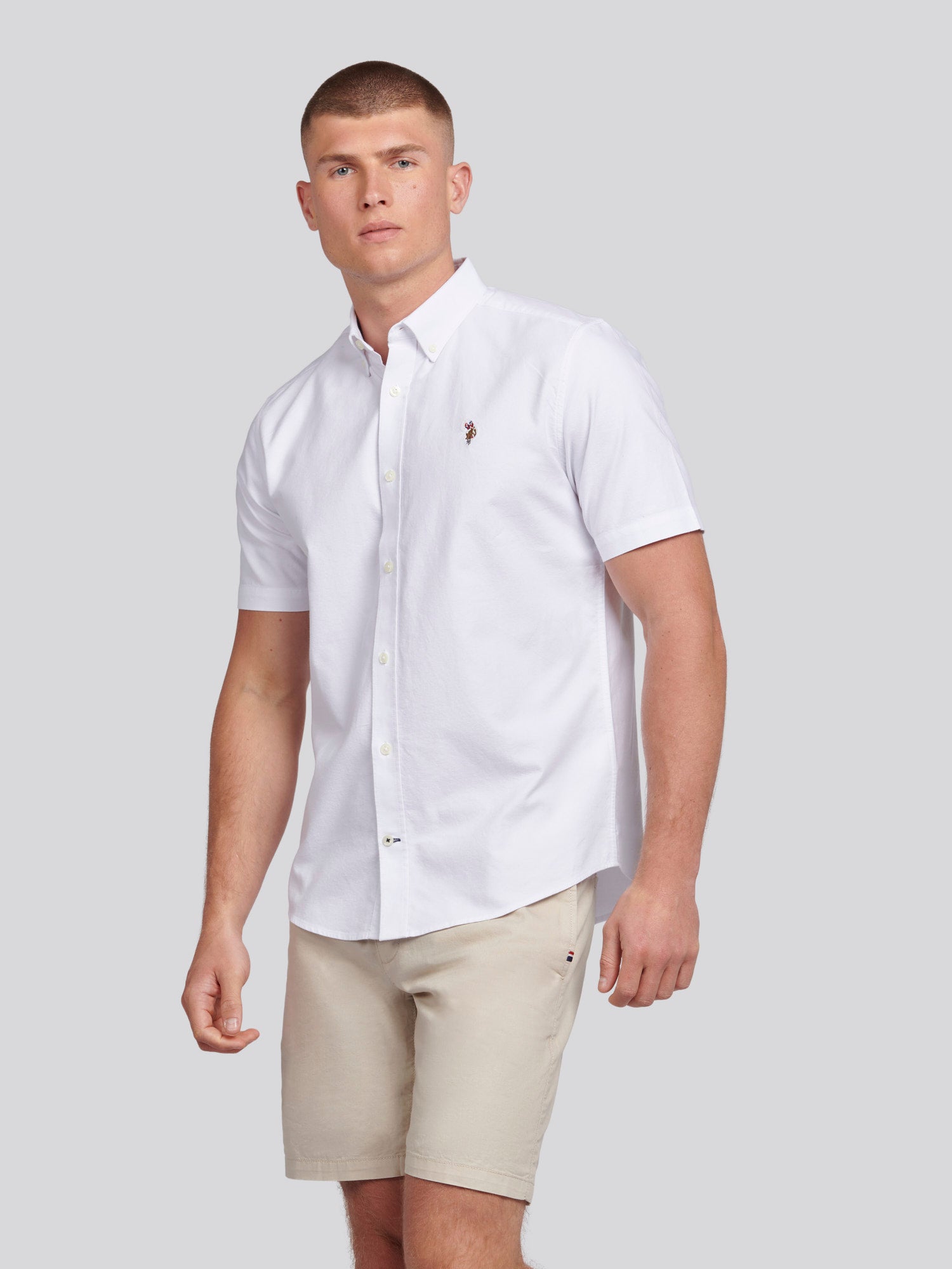 Mens Short Sleeve Oxford Shirt Bright White – U.S. Polo Assn. UK