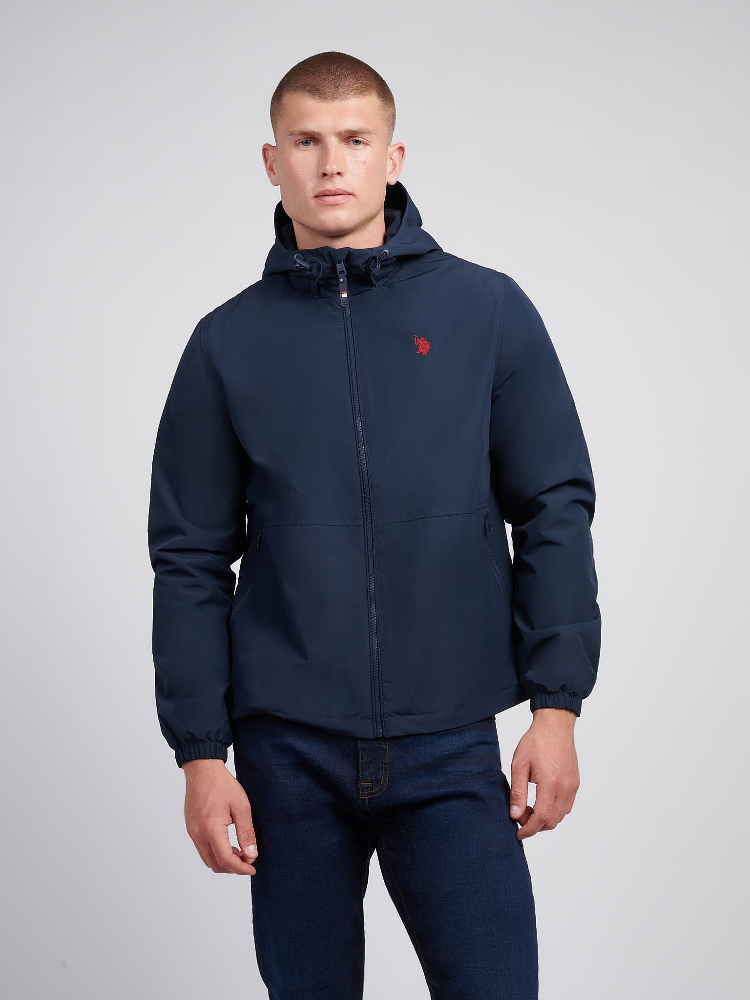 Mens Fleece Lined Windbreaker Jacket in Dark Sapphire Navy Haute