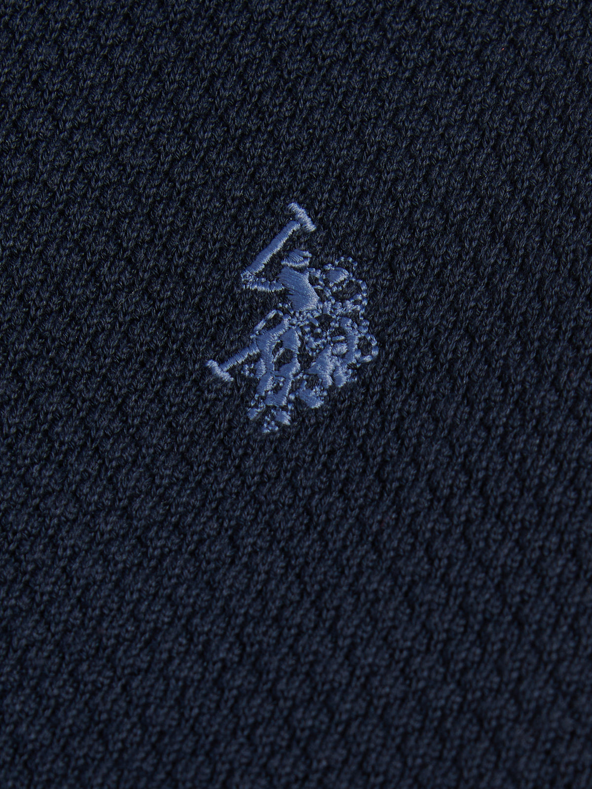 Mens Moss Stitch Raglan Crew Neck Jumper Dark Sapphire Navy / Moonlight Blue DHM