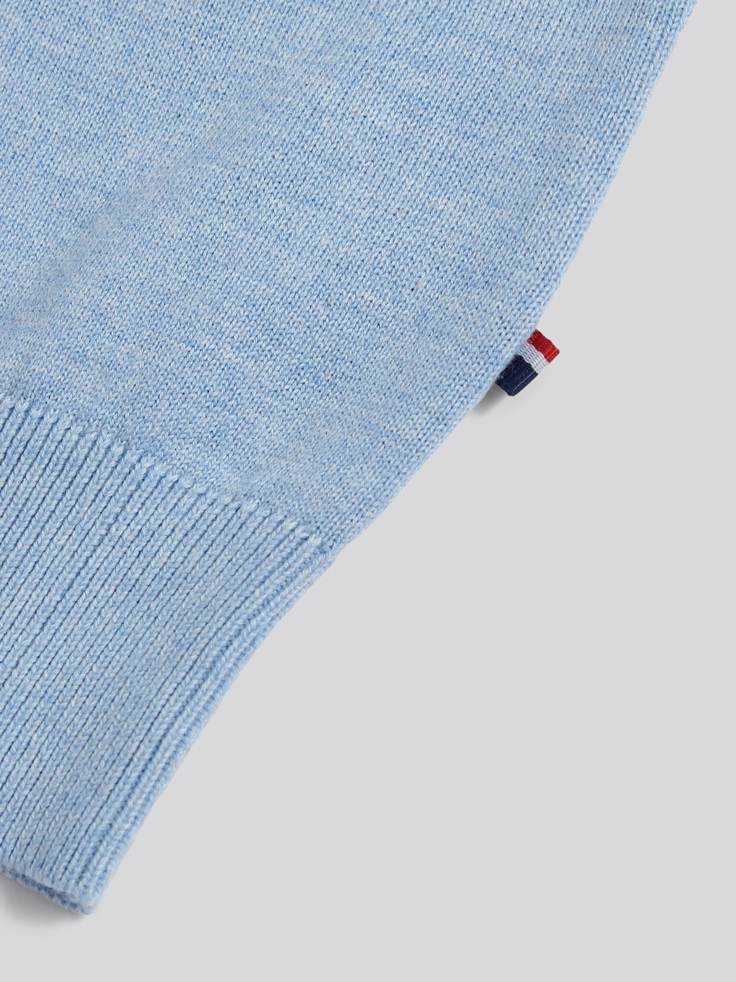 Mens Cotton Quarter Zip Funnel Jumper Parisian Blue Marl