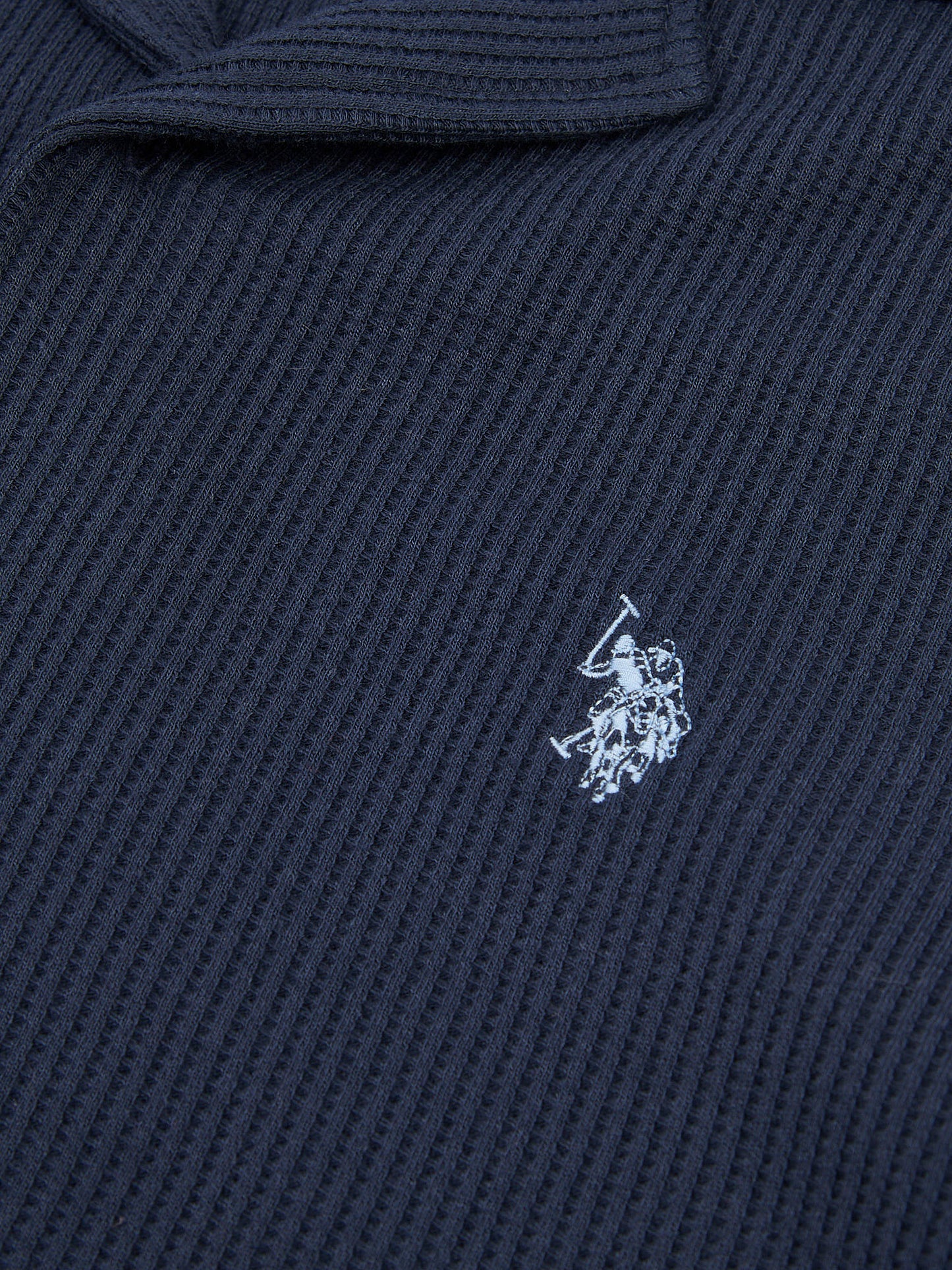 Mens Waffle Texture Revere Shirt in Dark Sapphire Navy