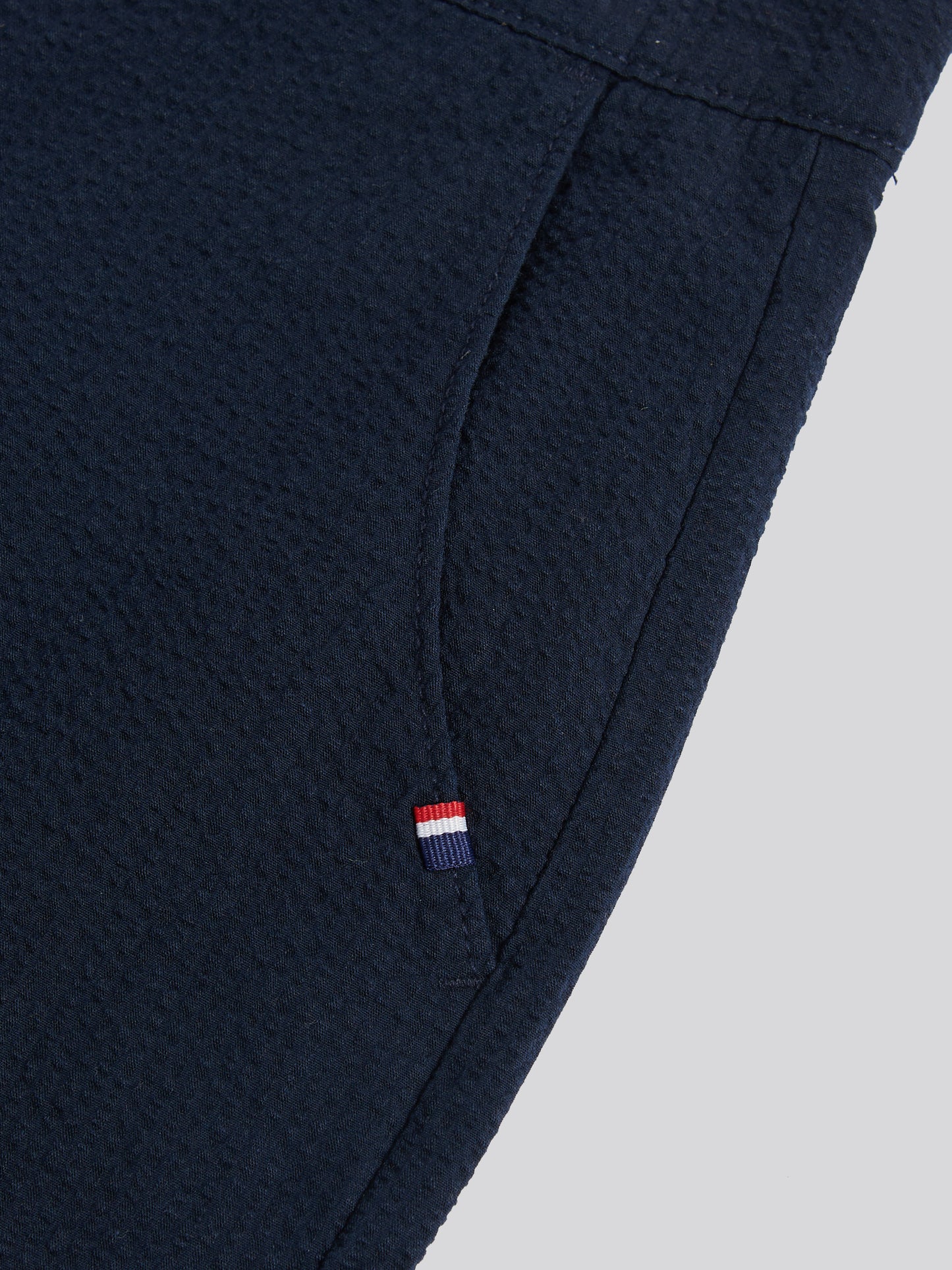 Mens Seersucker Chino Short Dark Sapphire Navy