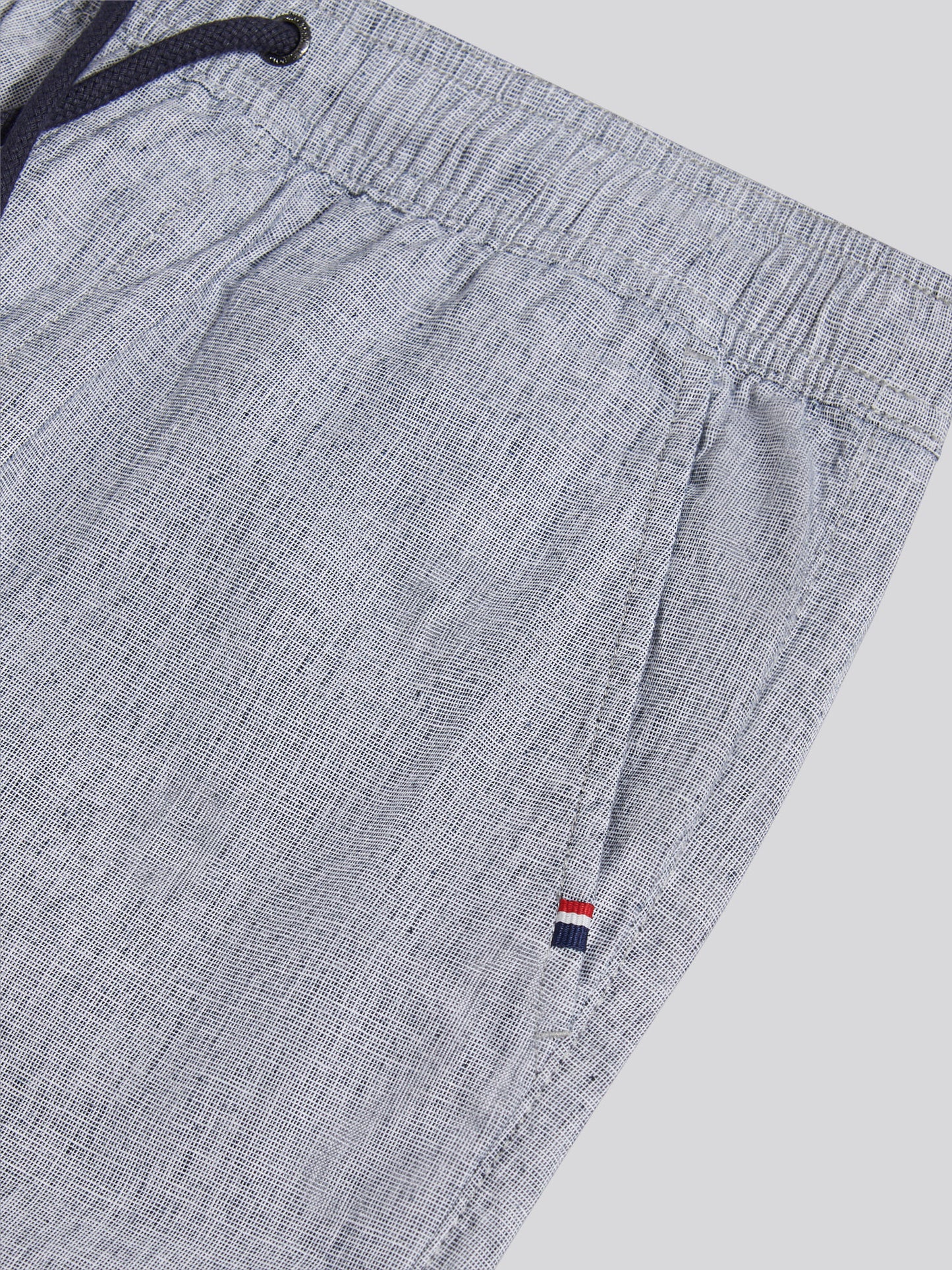 Mens Linen Blend Drawstring Short in Dark Sapphire Navy / Moonlight Blue DHM