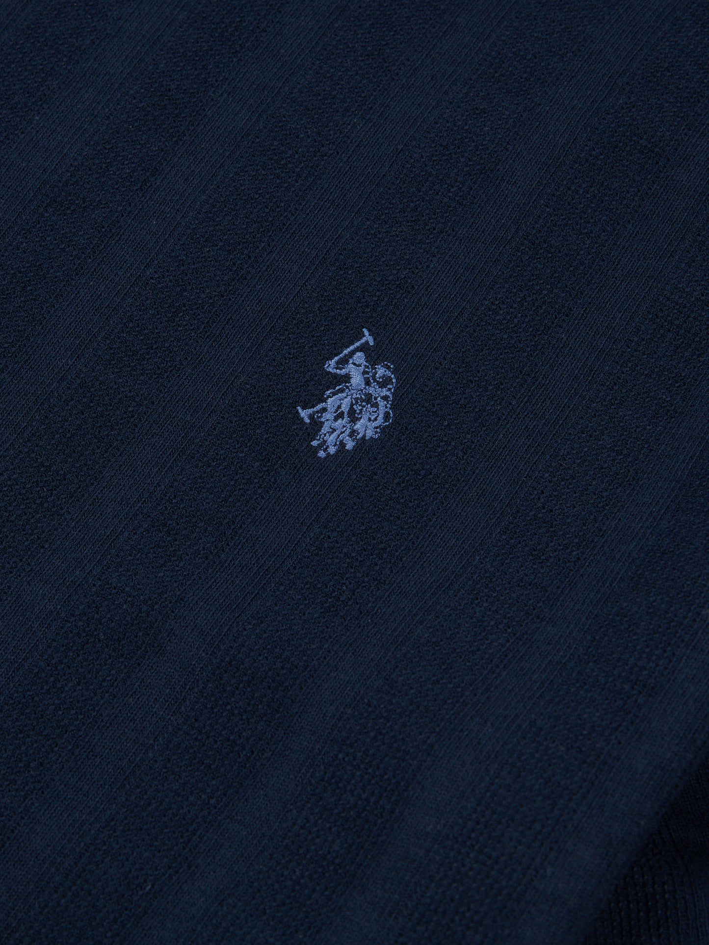 Mens Double Horsemen Vertical Stripe Textured T-Shirt in Dark Sapphire Navy / Moonlight Blue DHM