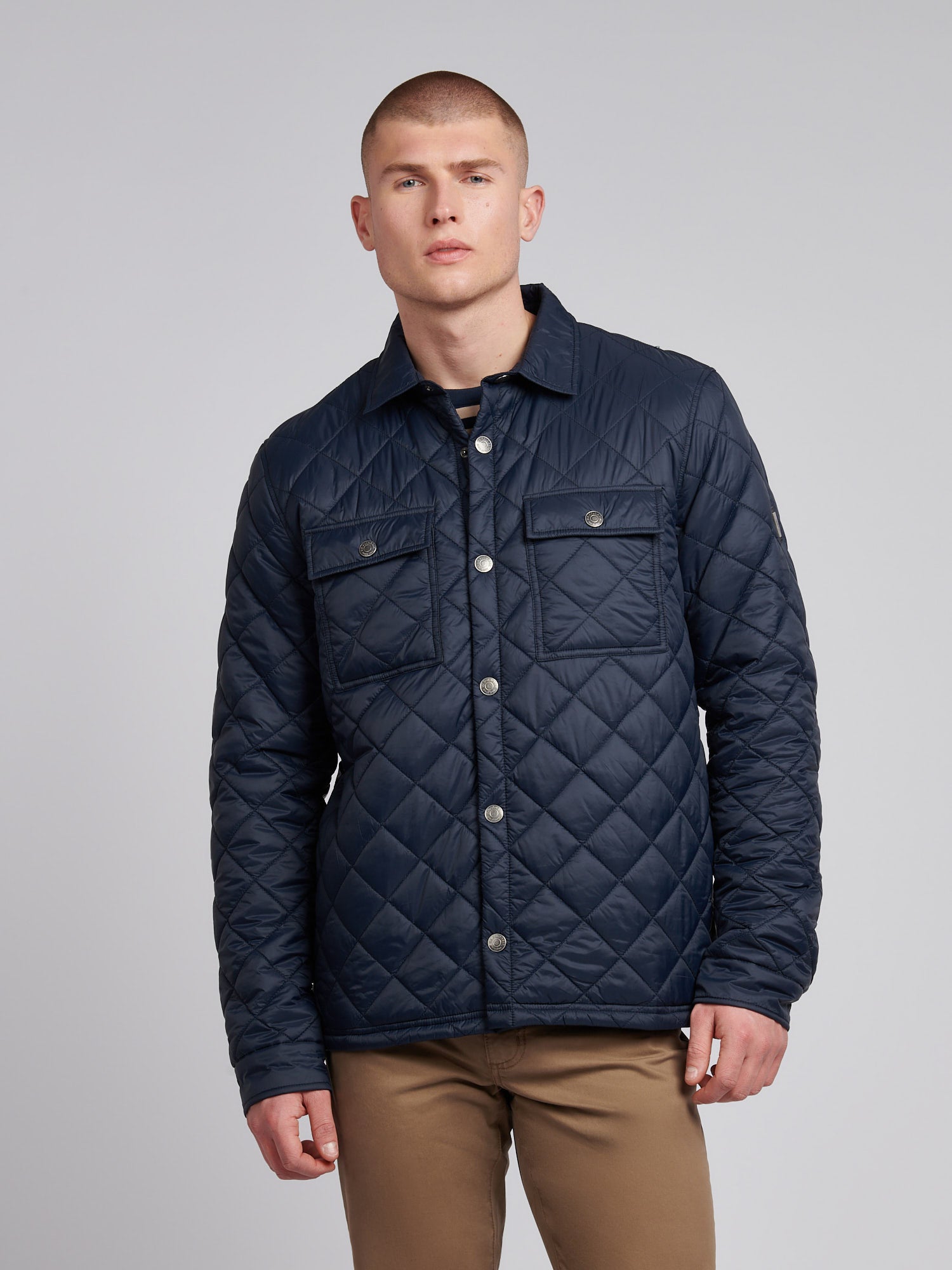 Mens Lightweight Diamond Quilted Jacket in Dark Sapphire Navy 