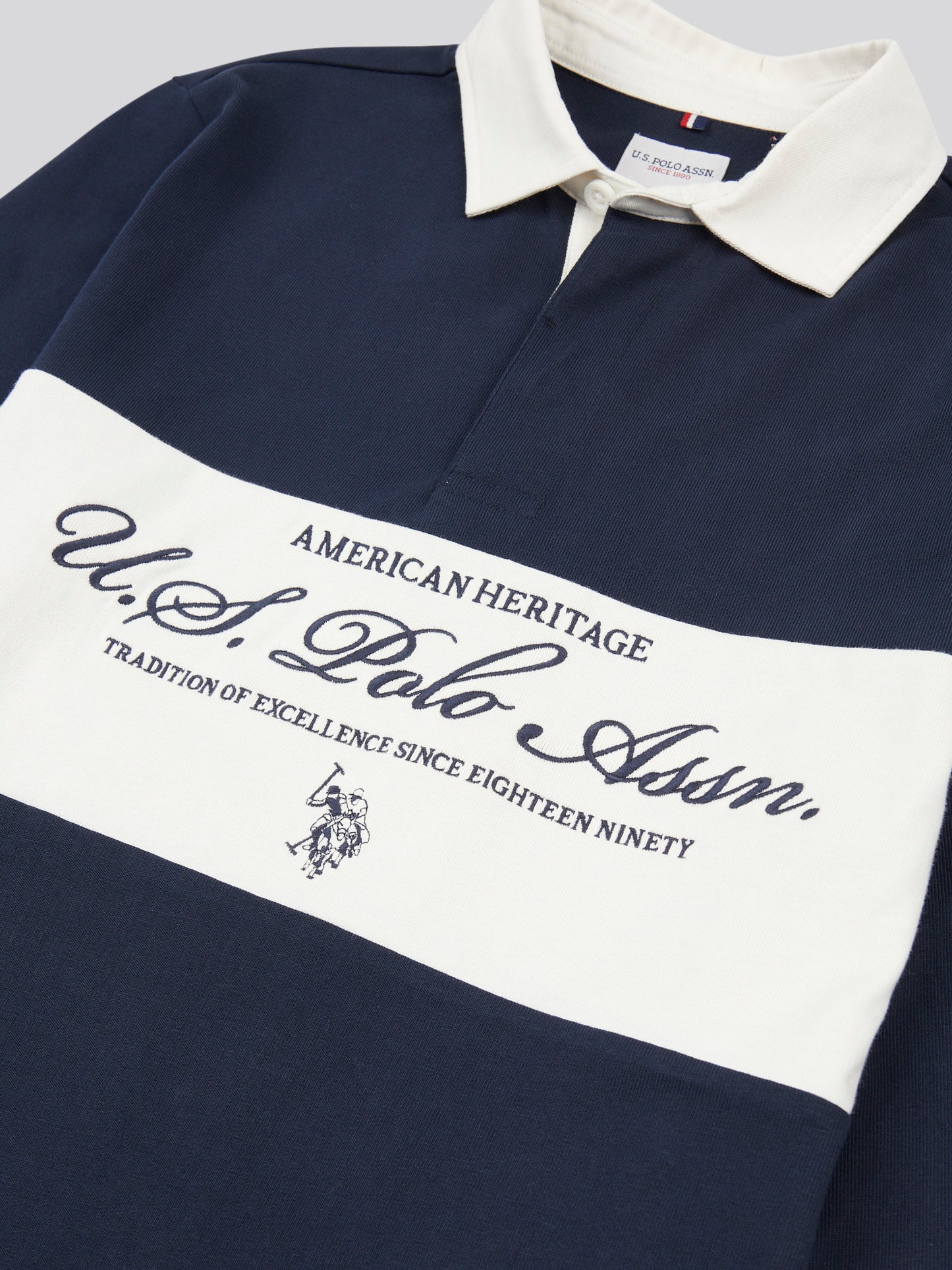 Mens Premium Embroidery Graphic Rugby Shirt Dark Sapphire Navy