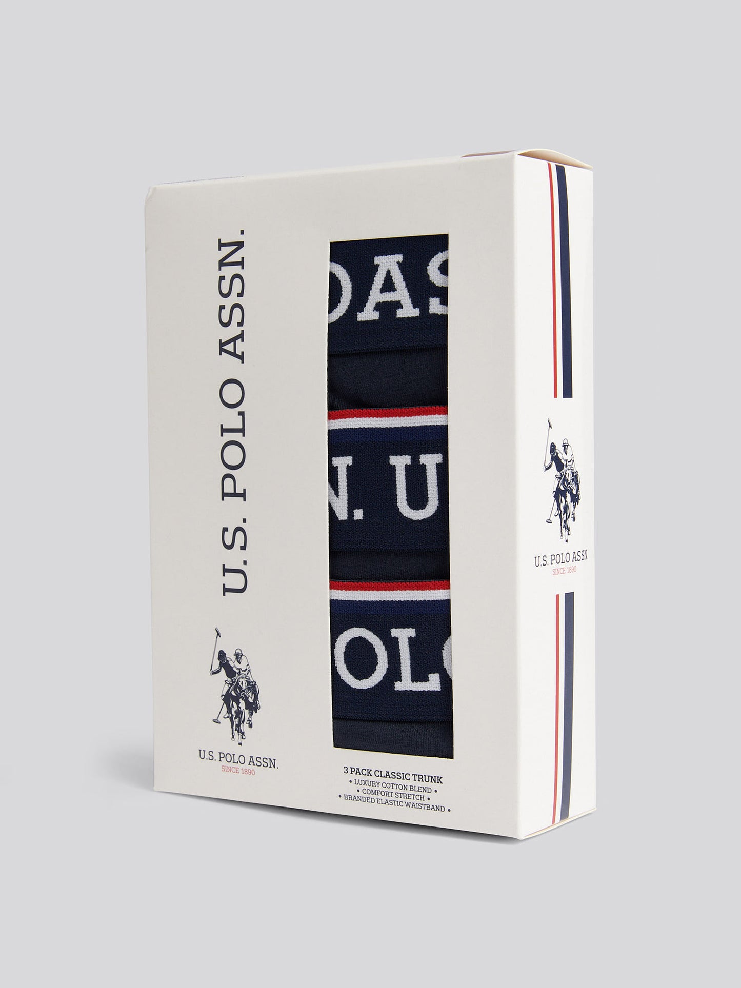 Mens 3 Pack Brand Highlight Boxer Shorts in Dark Sapphire Navy / White DHM