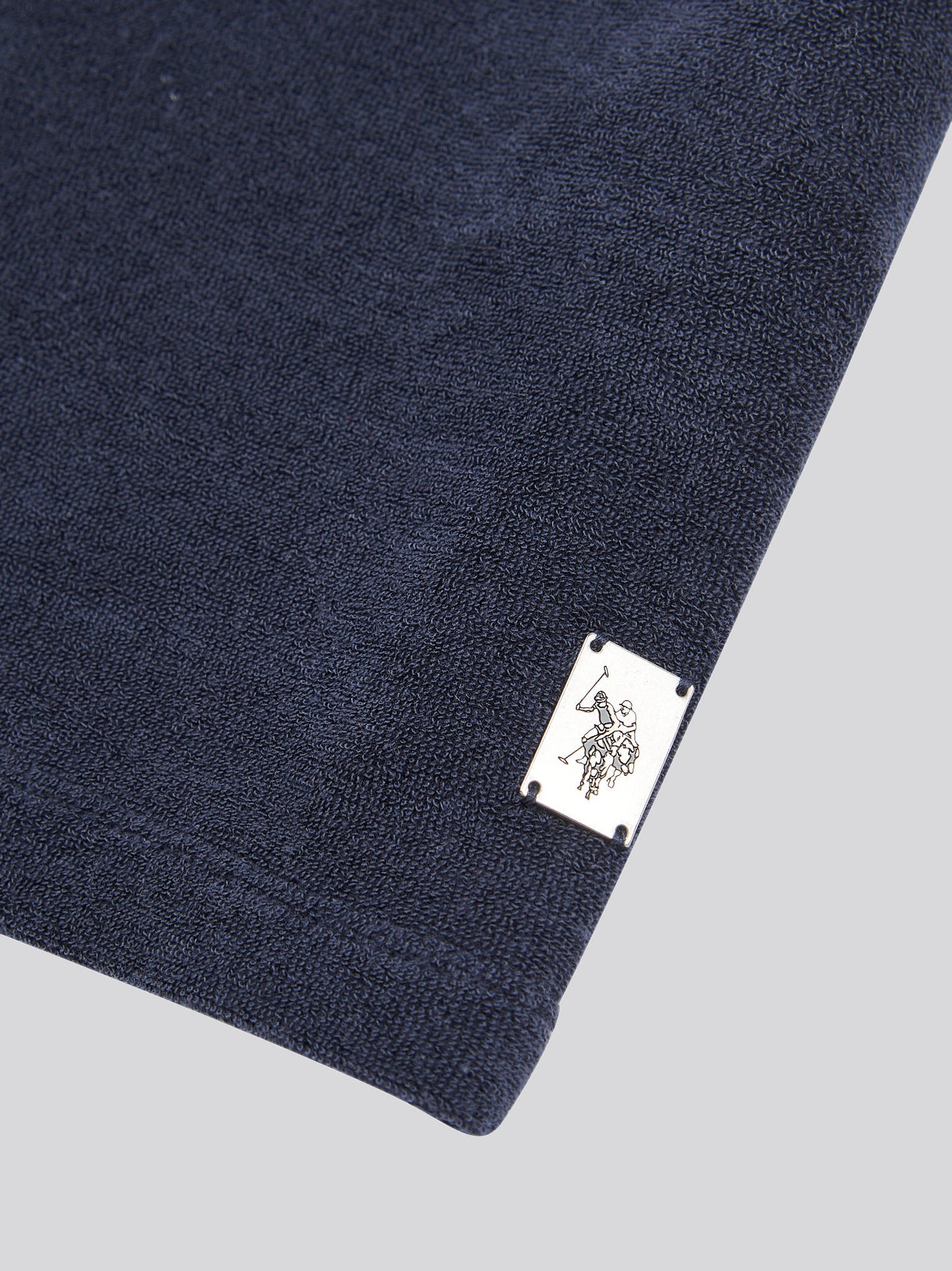 Mens Terry Revere Collar Polo Shirt in Dark Sapphire Navy