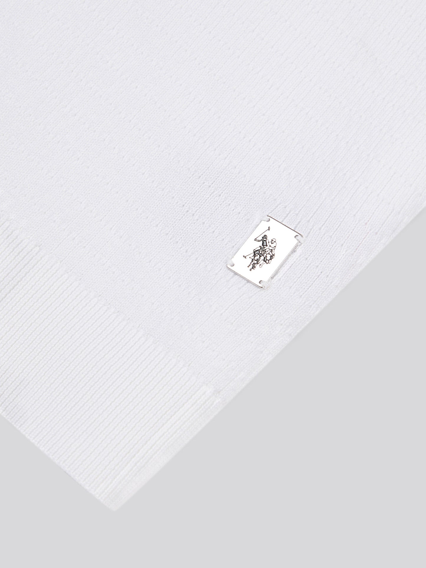 Mens Texture Open Collar Knit Polo Shirt in Bright White