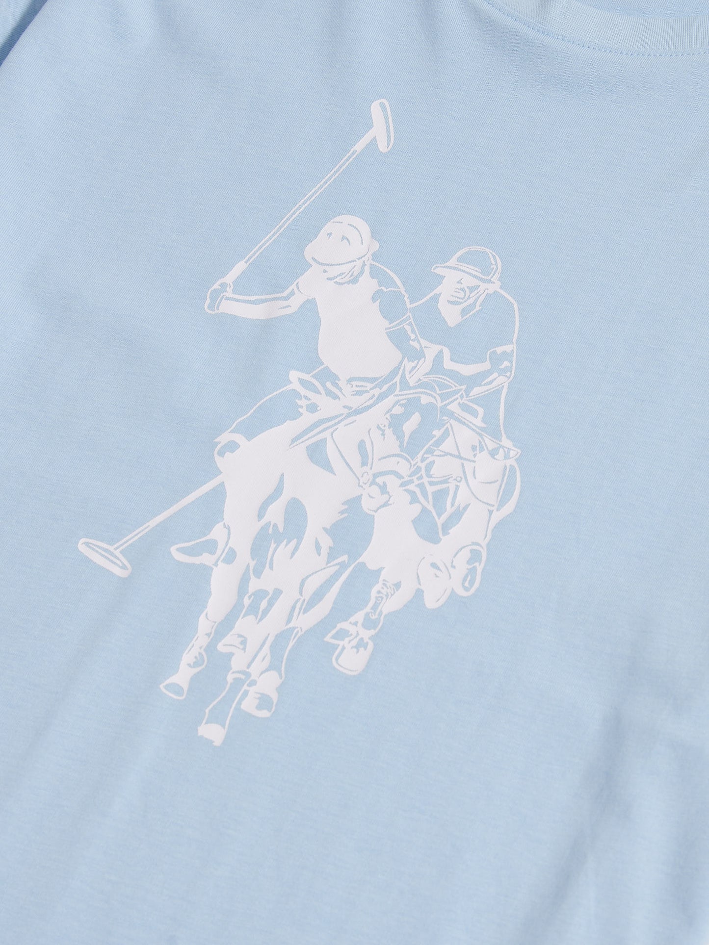 Mens Double Horsemen Graphic T-Shirt in Chambray Blue