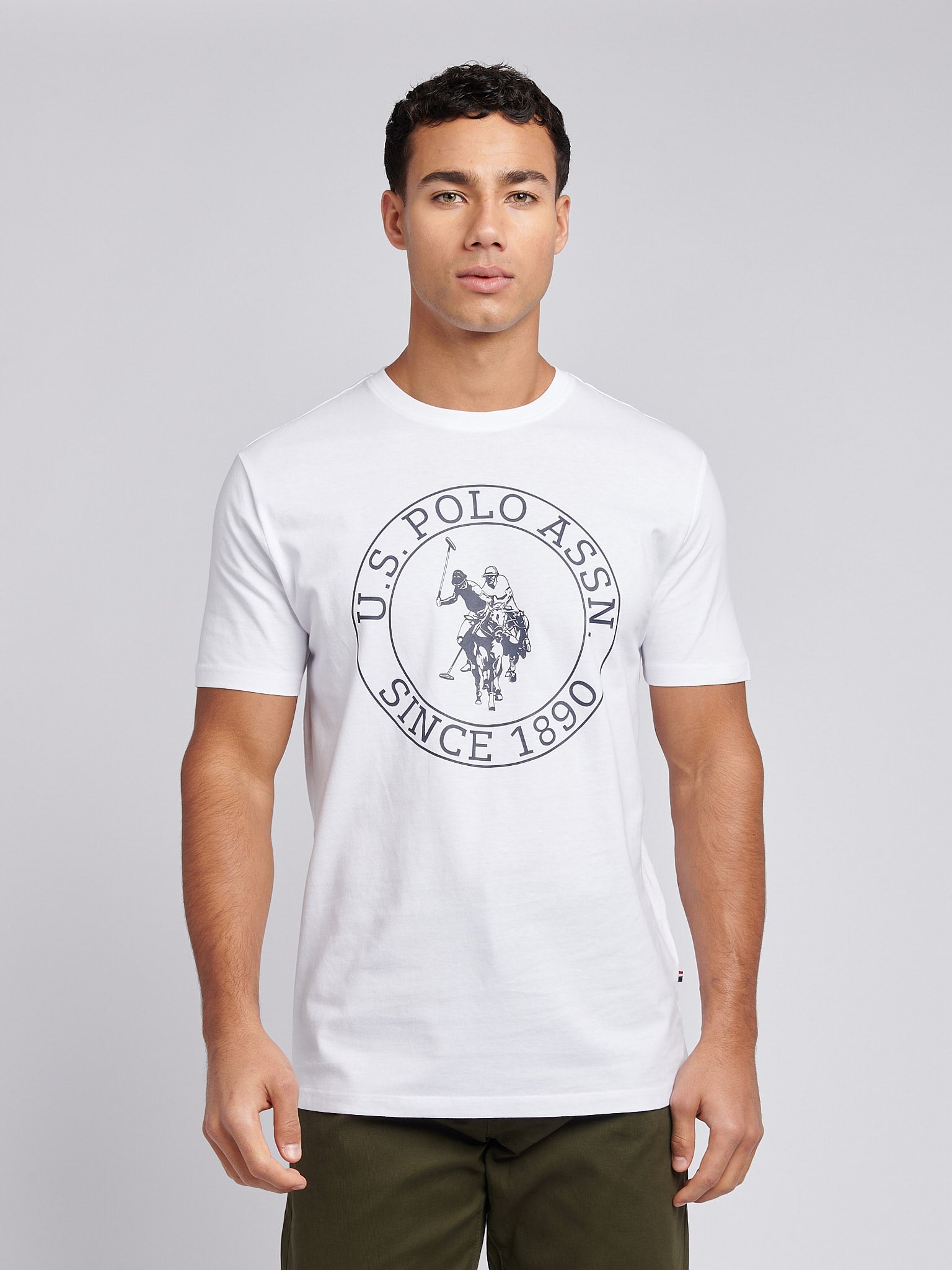 Mens Circle Print T Shirt In Bright White U S Polo Assn UK mens-circle-print-t-shirt-in-bright-white-u-s-polo-assn-uk