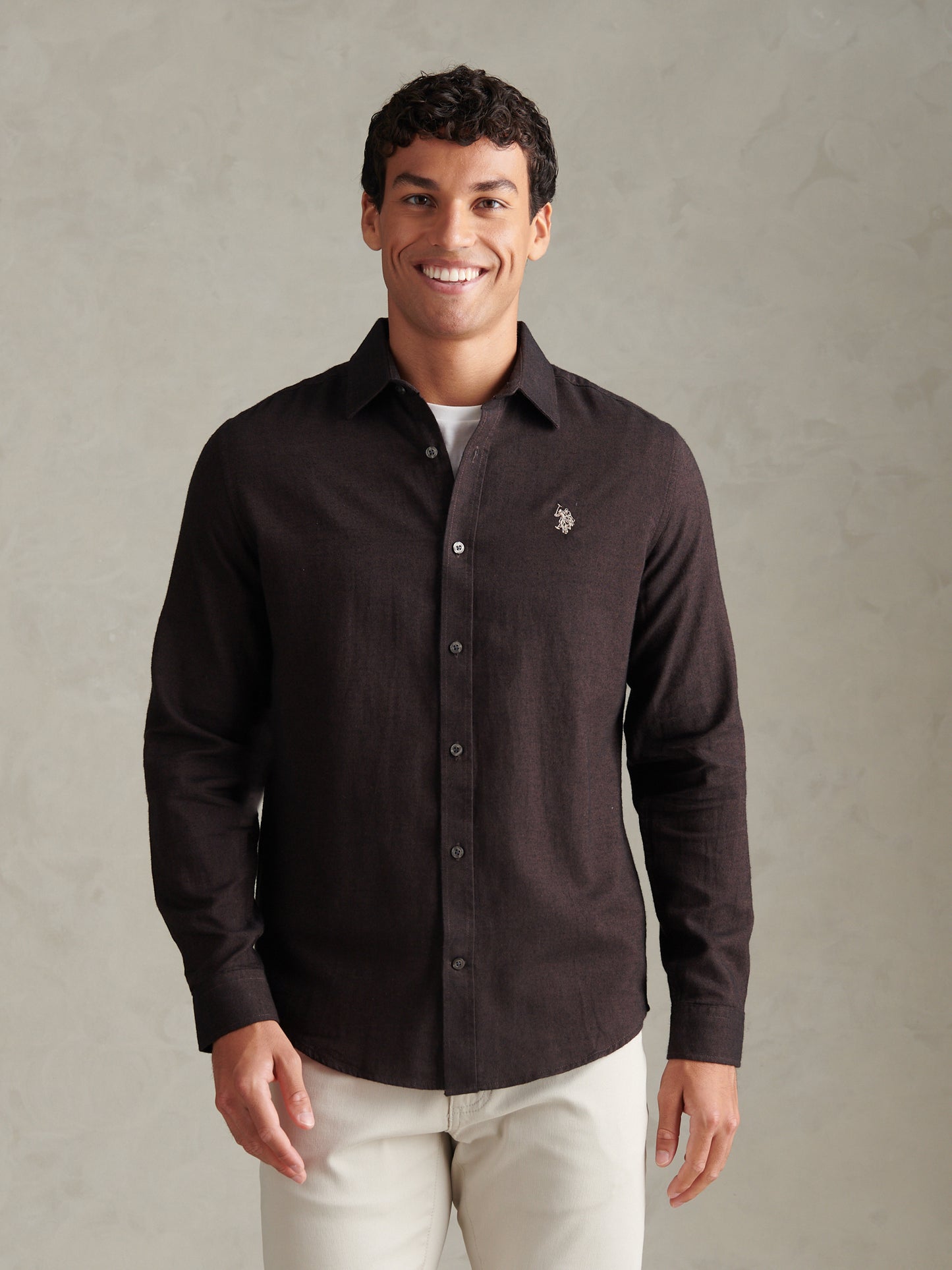 Mens Brushed Dobby Shirt Bracken