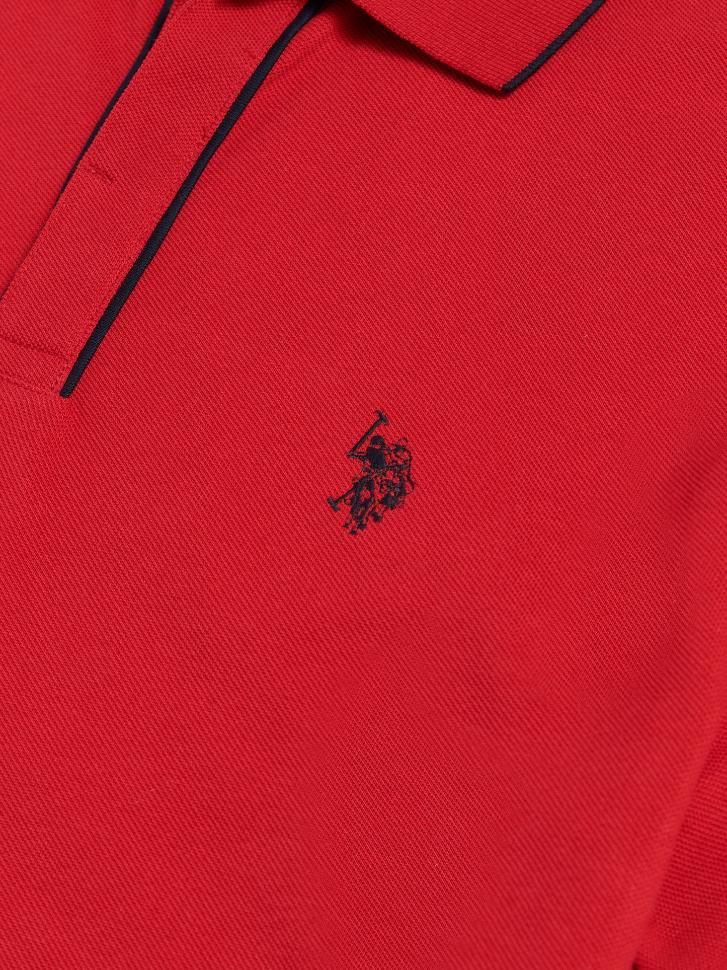 Mens Piped Polo Shirt in Haute Red
