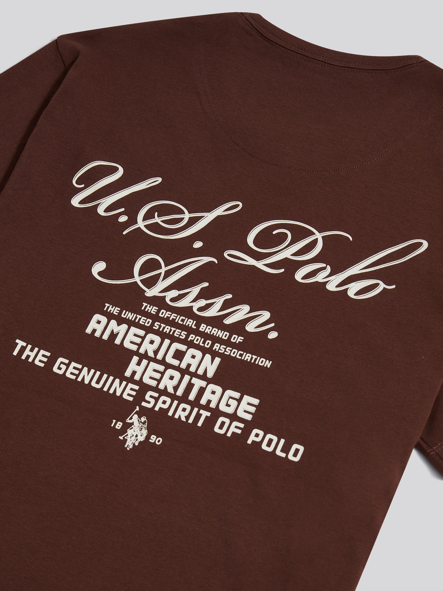 Mens Script Print Back Graphic T-Shirt in Chocolate Martini