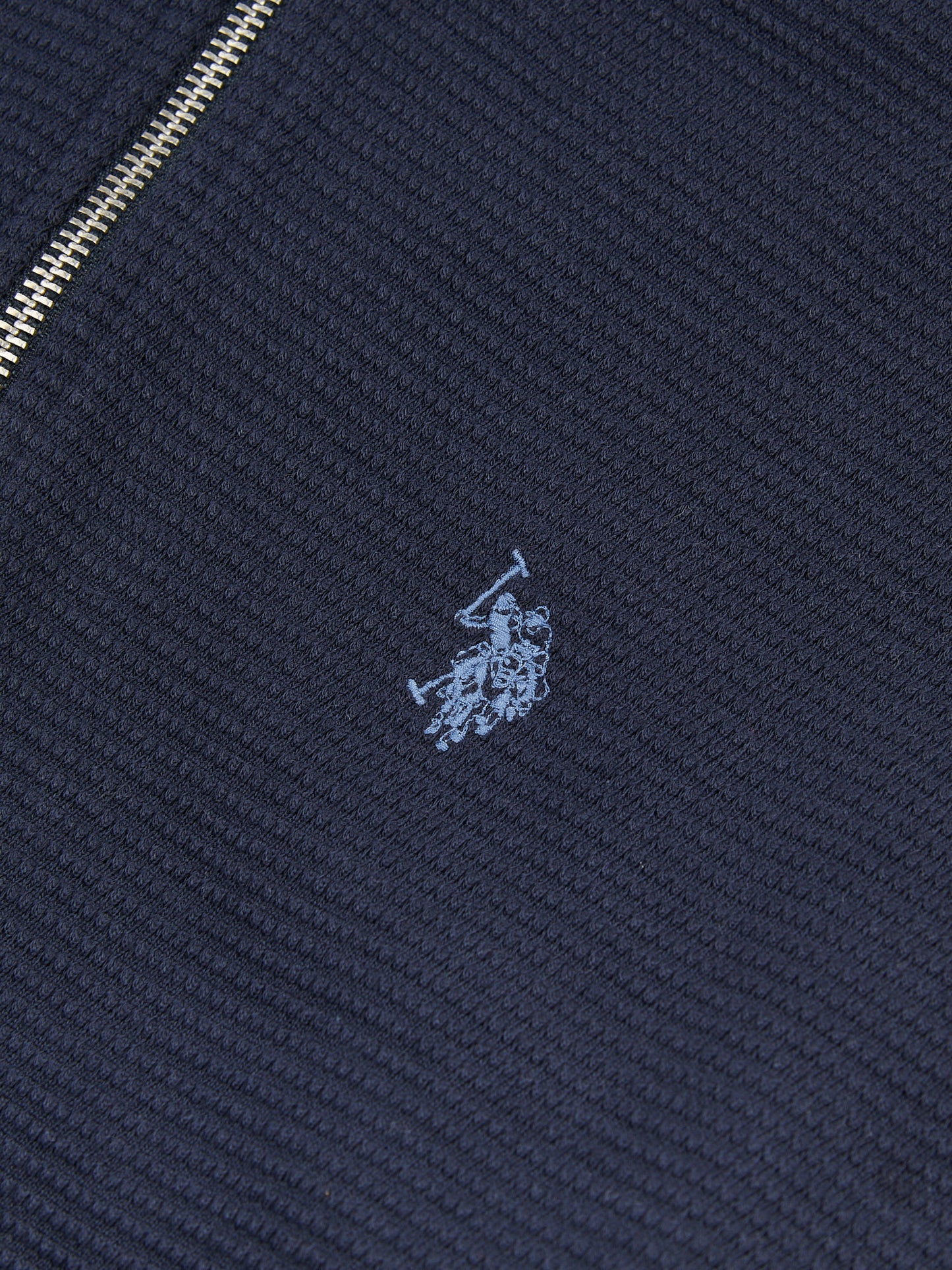 Mens Texture Zip Through Hood in Dark Sapphire Navy / Moonlight Blue DHM