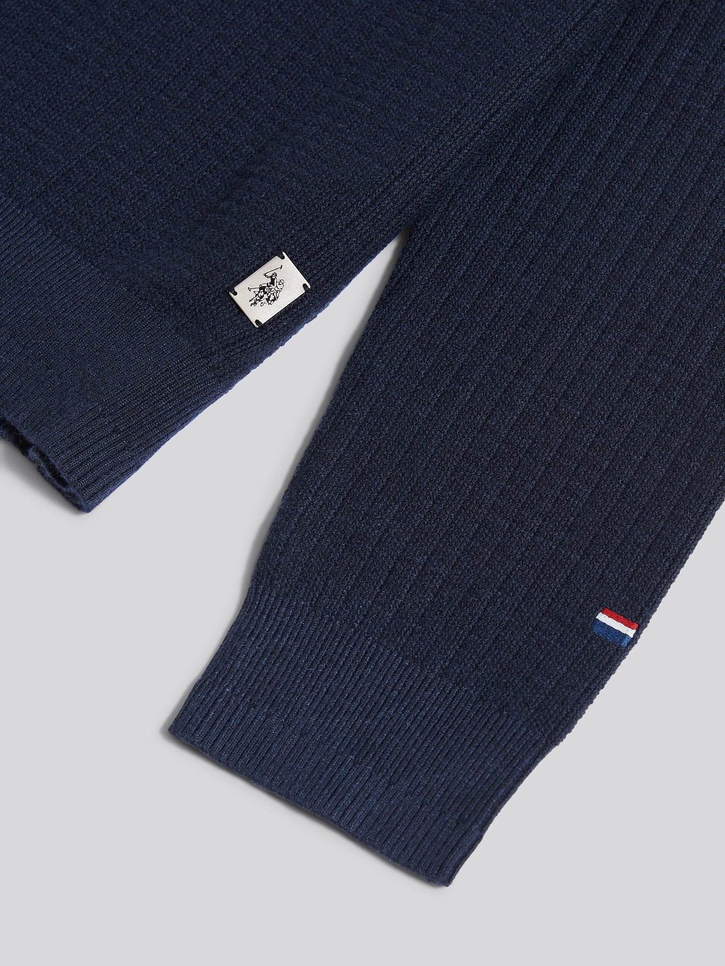 Mens Check Texture Knit Funnel in Dark Sapphire Navy