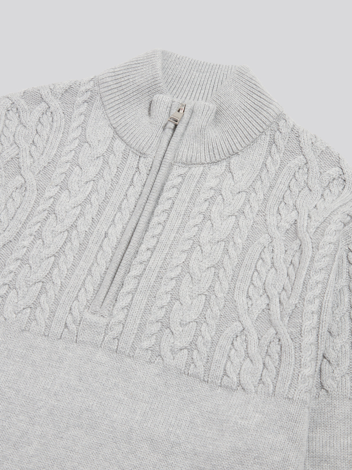 Mens Aran Mix Knit Funnel Mid Grey Marl