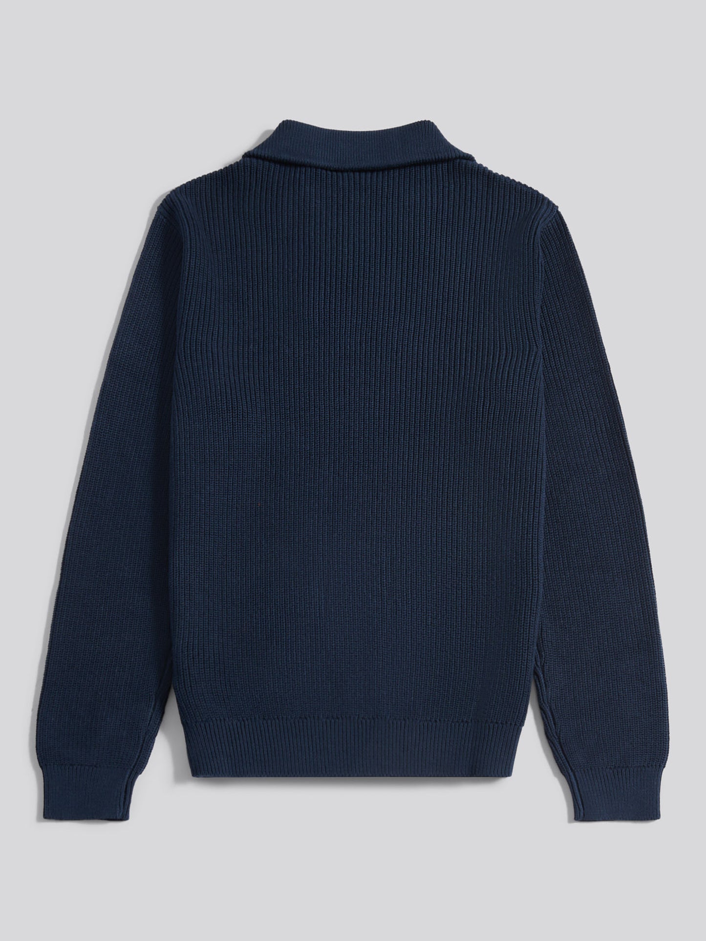 Mens Half Cardigan Stitch Knit Funnel in Dark Sapphire Navy