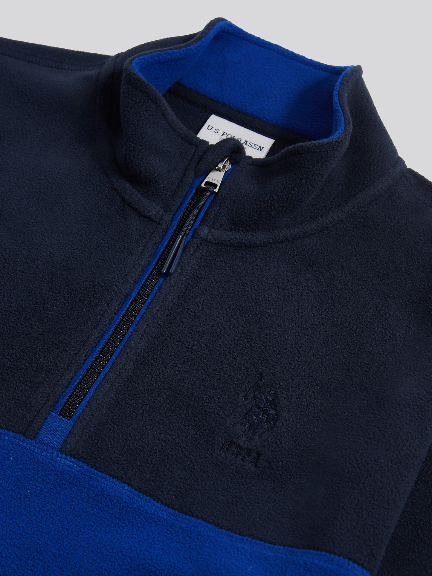 Mens Colour Block Micro Fleece Funnel in Dark Sapphire Navy