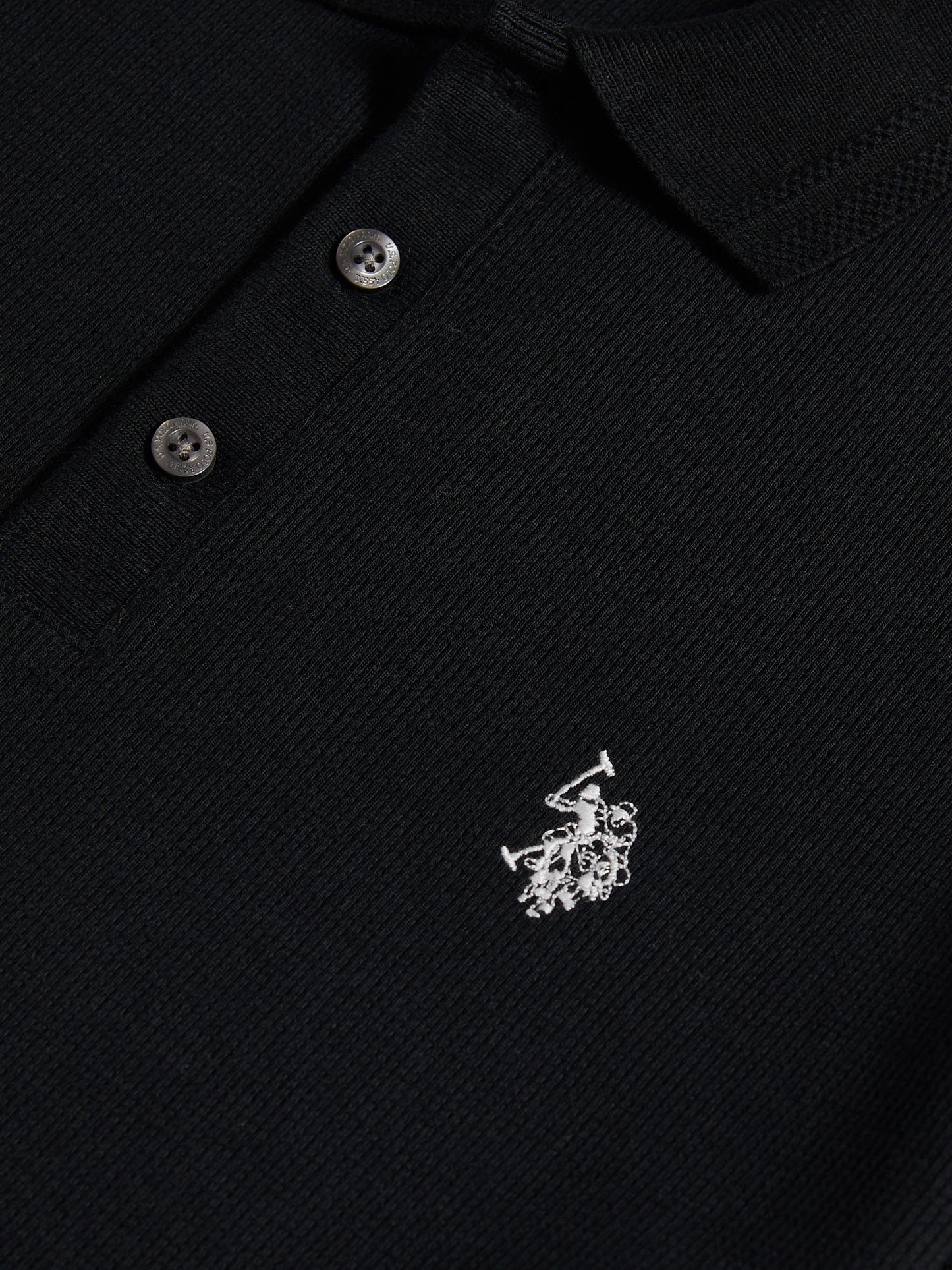 Mens Waffle Texture Polo Shirt in Black