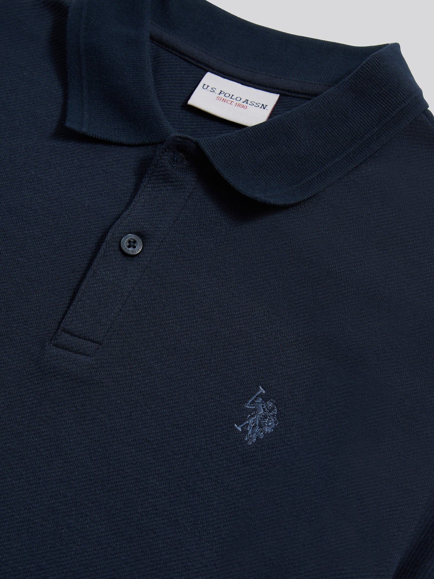 Mens Twill Texture Polo Shirt in Dark Sapphire Navy / Moonlight Blue DHM
