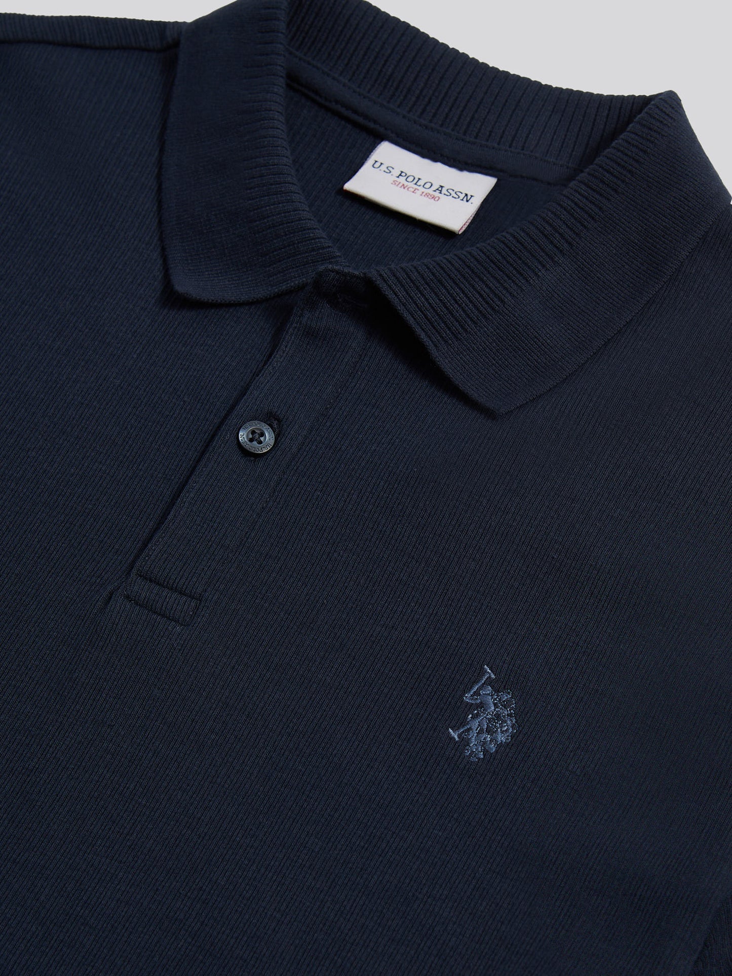 Mens Vertical Texture Polo Shirt in Dark Sapphire Navy / Moonlight Blue DHM