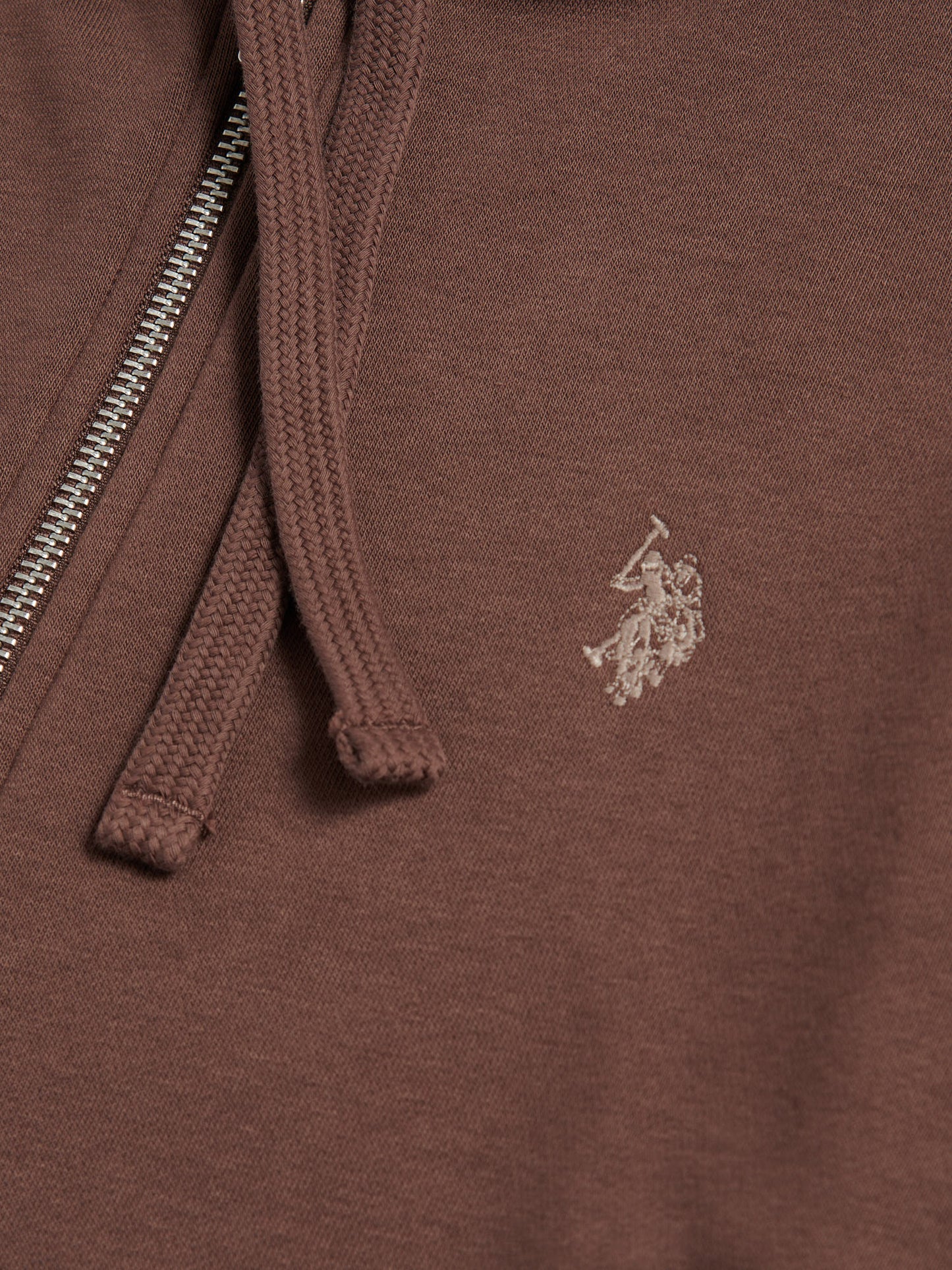 Mens Double Horsemen Loopback Zip Hoodie in Chocolate Martini
