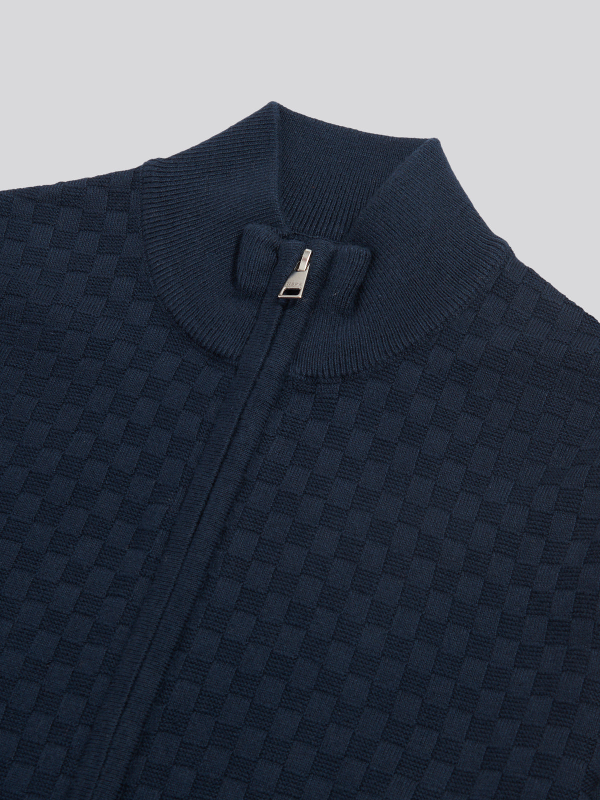 Mens Smart Checkerboard Zip Through Funnel Dark Sapphire Navy
