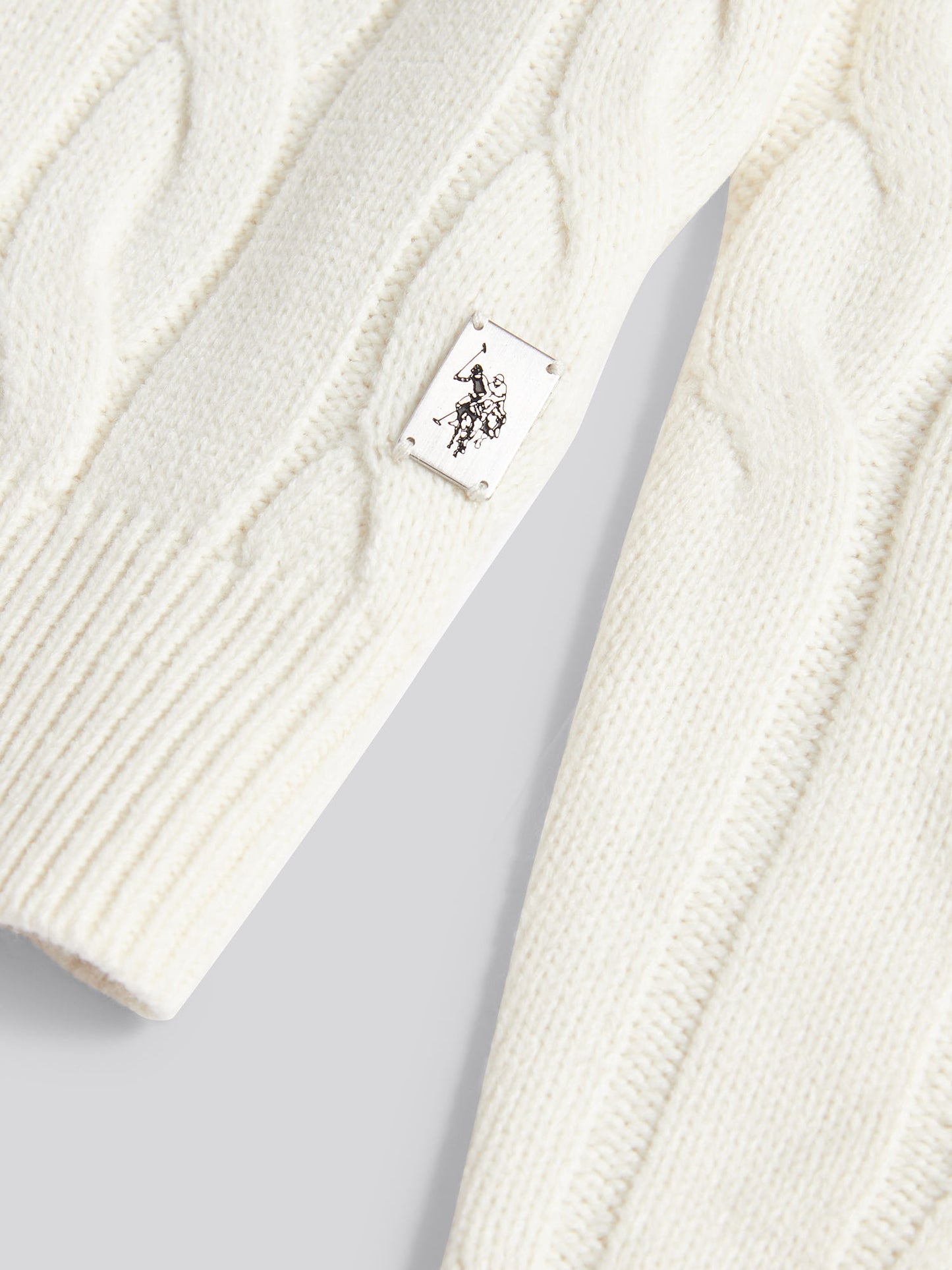 Mens Cable Knit Funnel in Whisper White