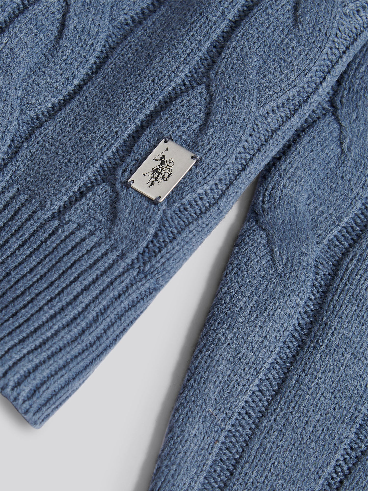 Mens Cable Knit Funnel in Vintage Indigo