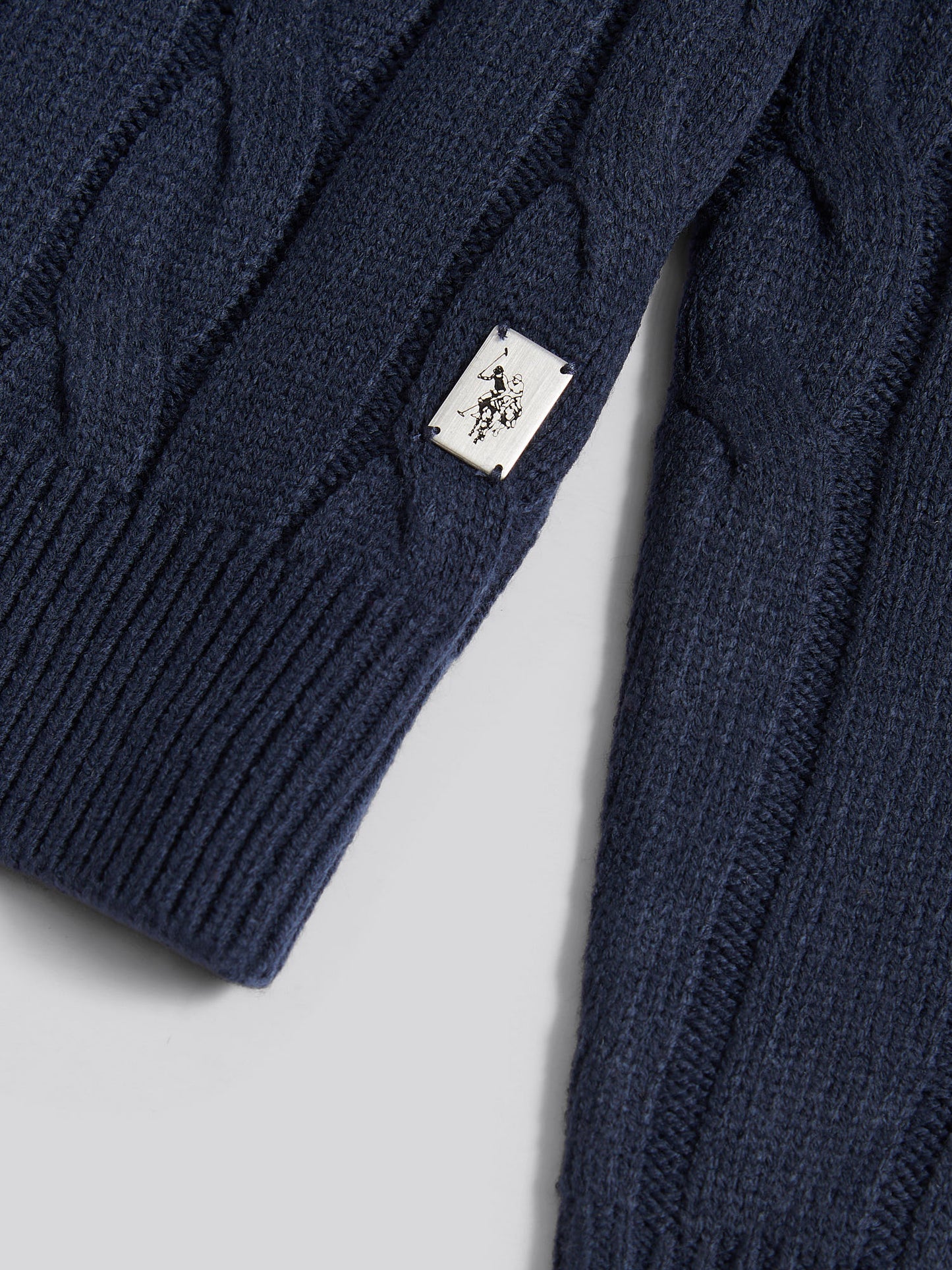 Mens Cable Knit Funnel in Dark Sapphire Navy