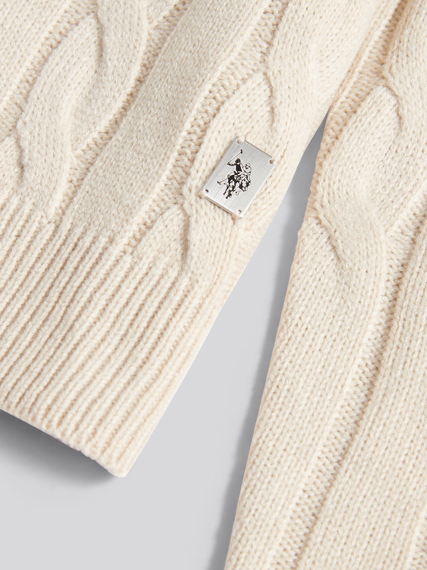 Mens Cable Knit Funnel in Birch Marl