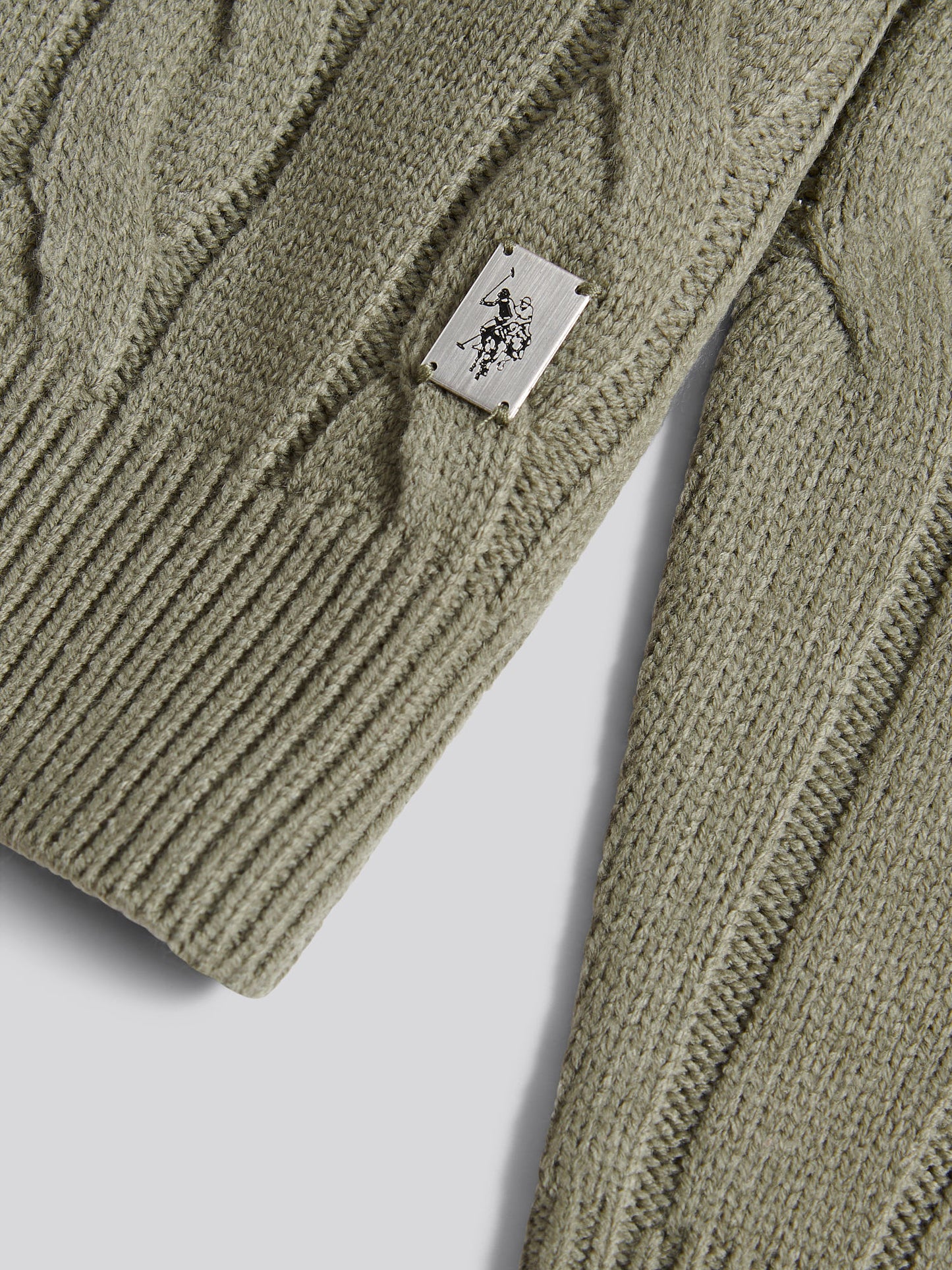 Mens Cable Knit Funnel in Mulled Basil