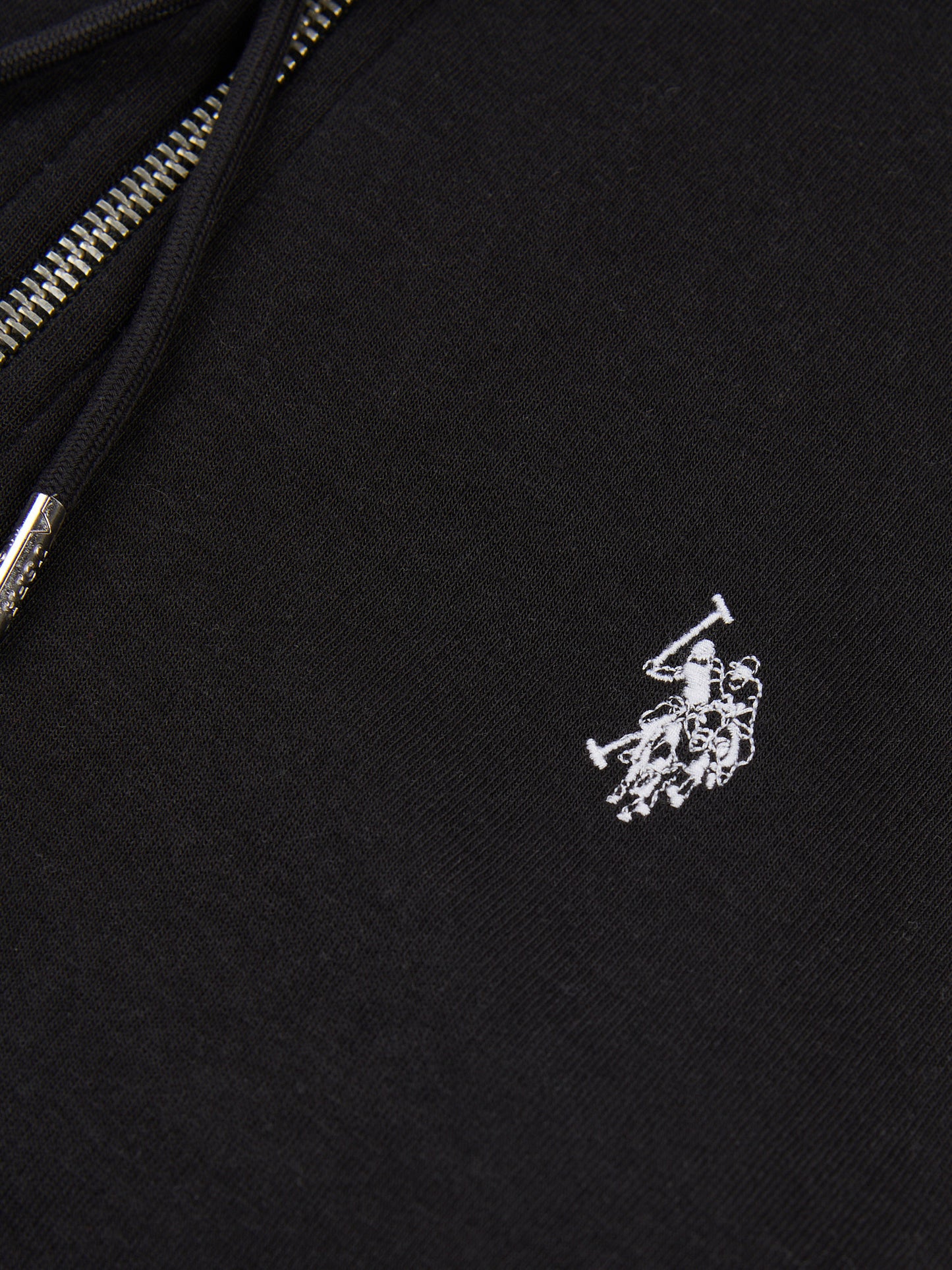 Mens Double Horsemen Zip Hoodie in Black Bright White DHM