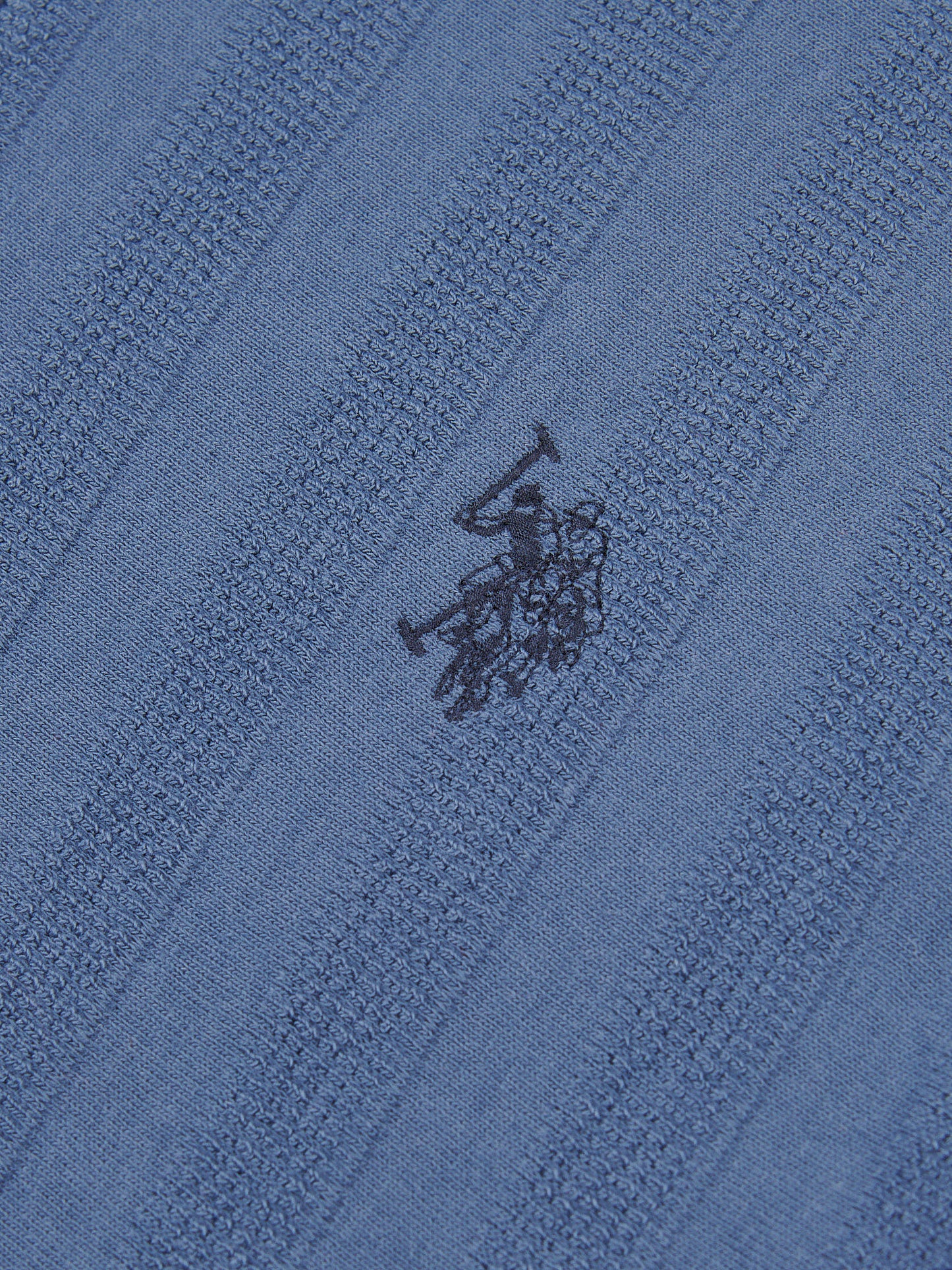 Mens Vertical Stripe Texture Polo Shirt in Vintage Indigo