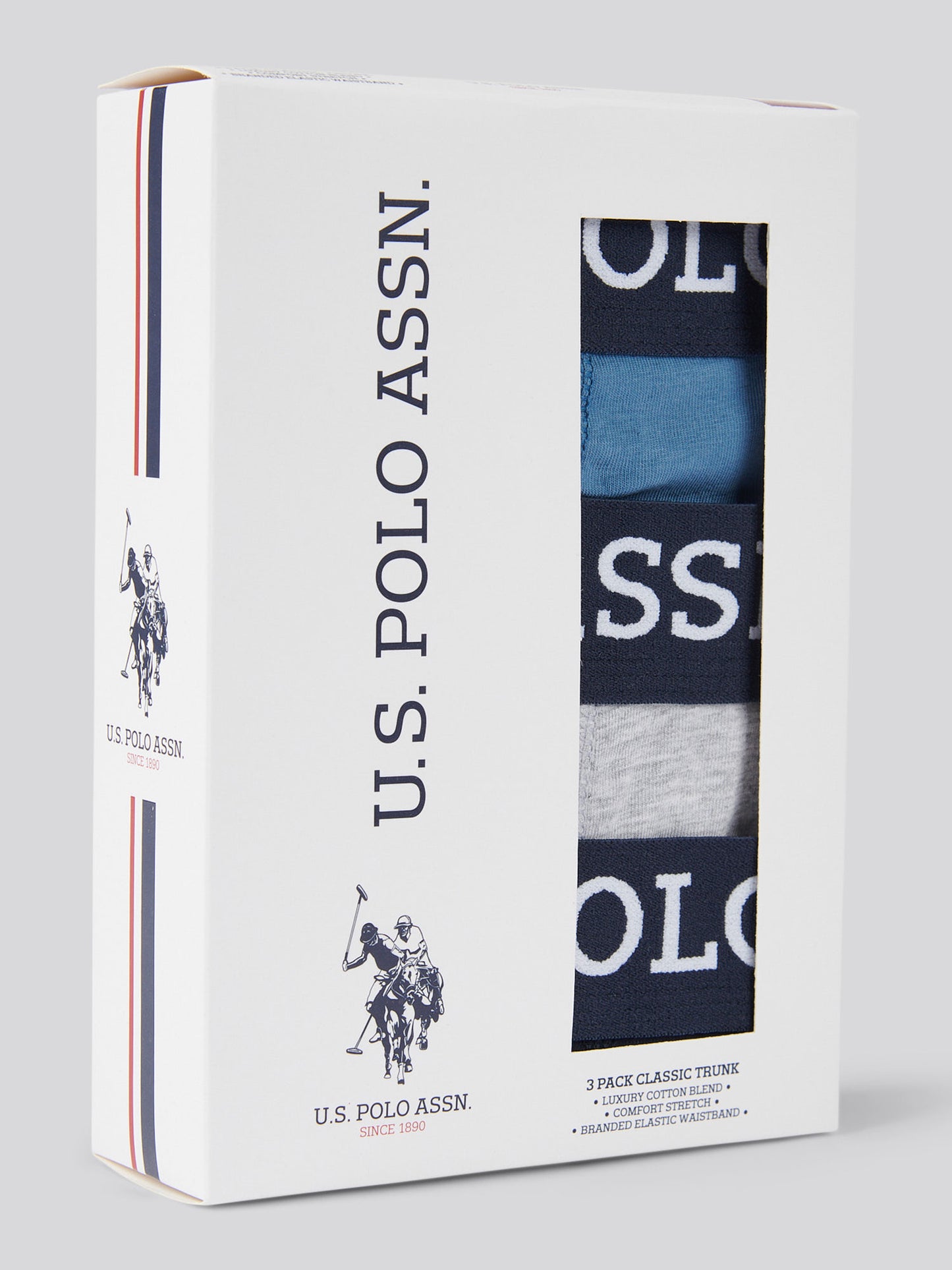 Mens 3 Pack Multi Boxer Shorts in Blue Horizon