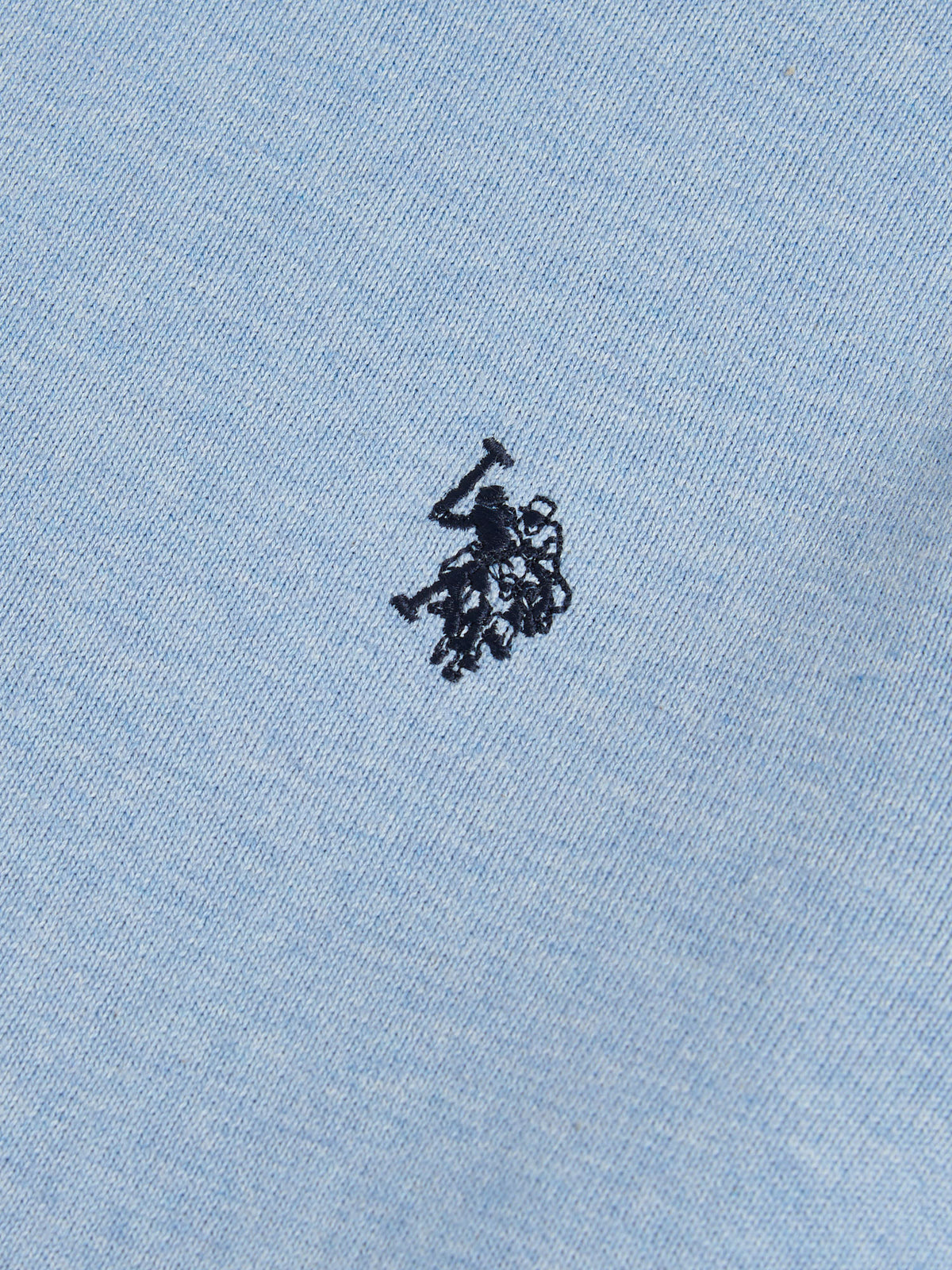 Mens Double Horsemen Cotton Knit Crew Jumper Parisian Blue Marl